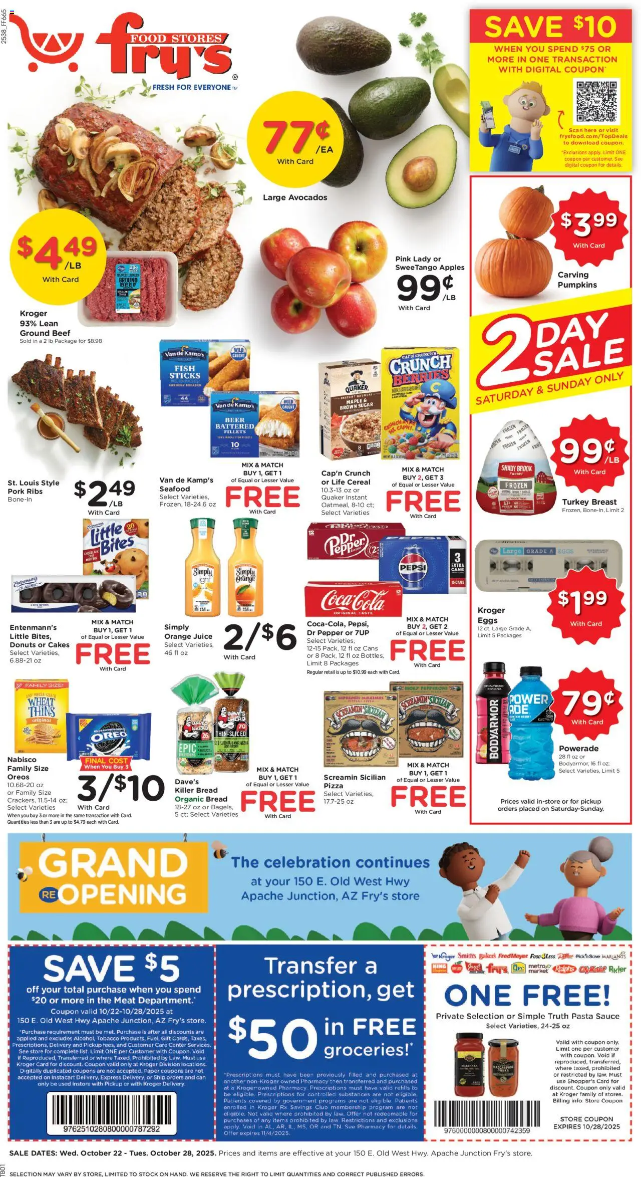 Fry's Food Weekly Ad from 10/22/2025 - Flyer - Page number 1