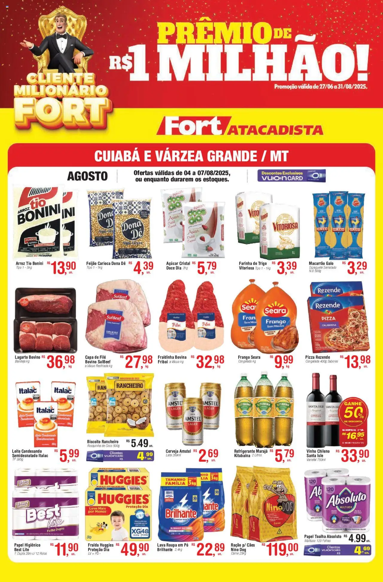 Fort Atacadista folheto "Ofertas da semana" válido a partir de 04/08/2025 - número de página 1 - Coco, Arroz, Leite, Carne, Doce, Papel toalha, Açúcar cristal, Pizza Rezende