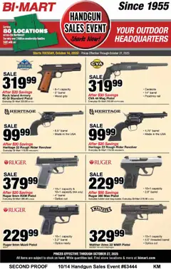 Ad Preview of Bi-Mart Handgun Sales Event from 10/14/2025