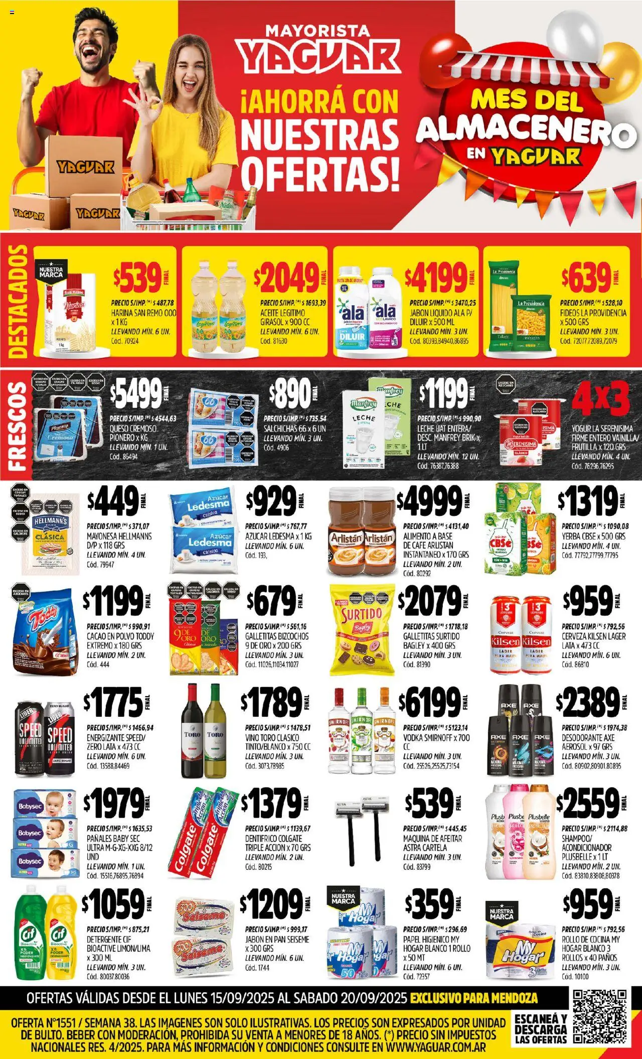 Yaguar Mendoza del 15/09/2025 Online - Vino, Yerba, Frutilla, Leche, Papel higiénico, Desodorante, Detergente, Brillo