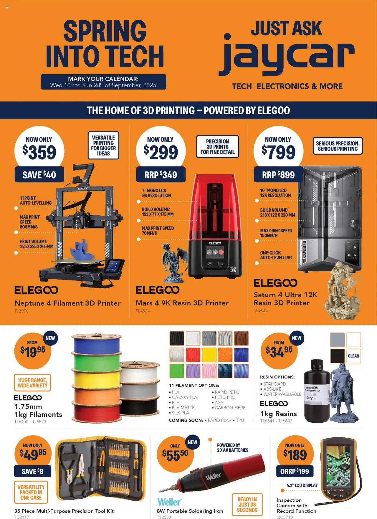 Jaycar catalogue valid from 10/09/2025 - page 1 - Water, Batteries, Printer, Camera, Case, Portable, Multipurpose, Iron