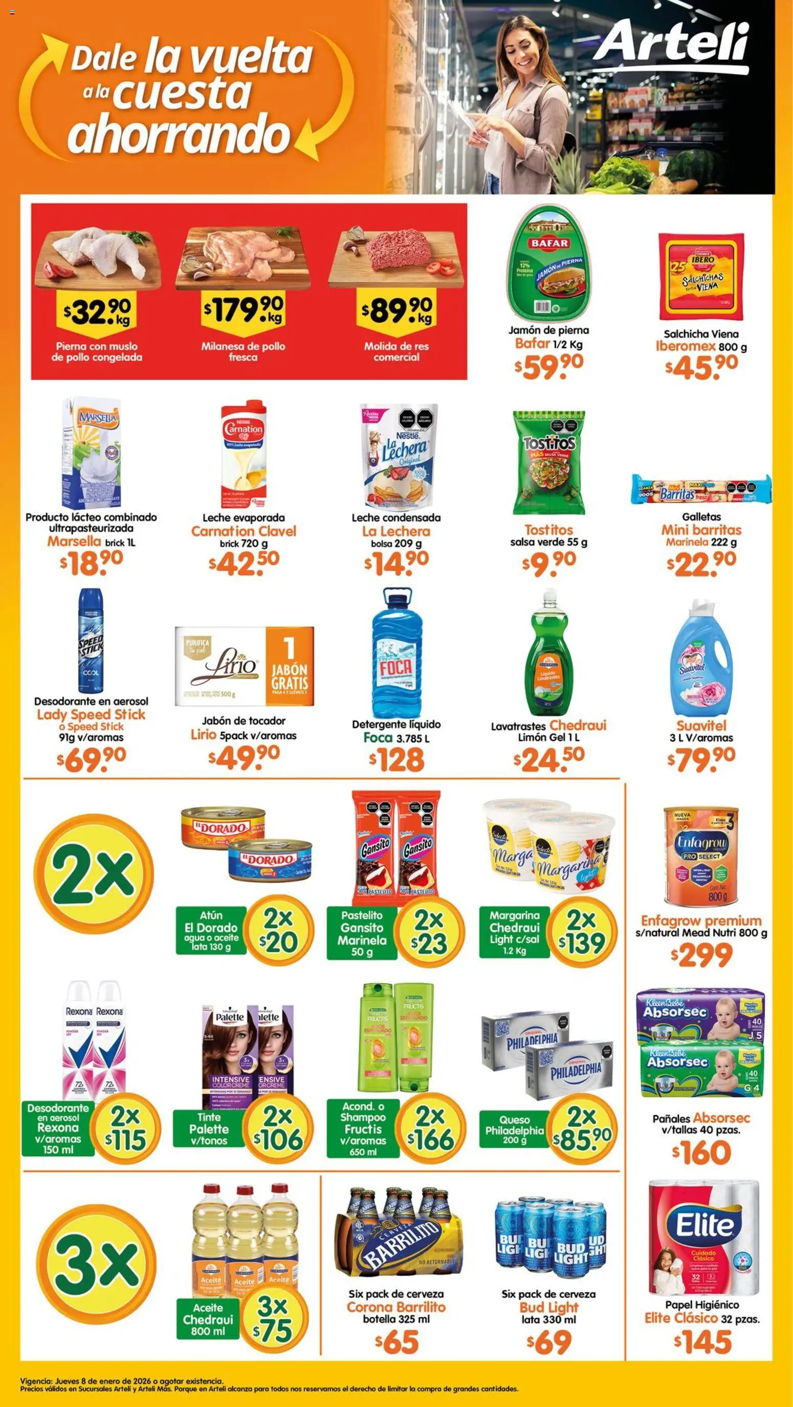 Vista previa las ofertas de la tienda Arteli - Folleto Tuxpan desde el 08/01/2026 - Leche condensada, Leche, Desodorante, Detergente, Milanesa, Jamón, Margarina, Salchichas