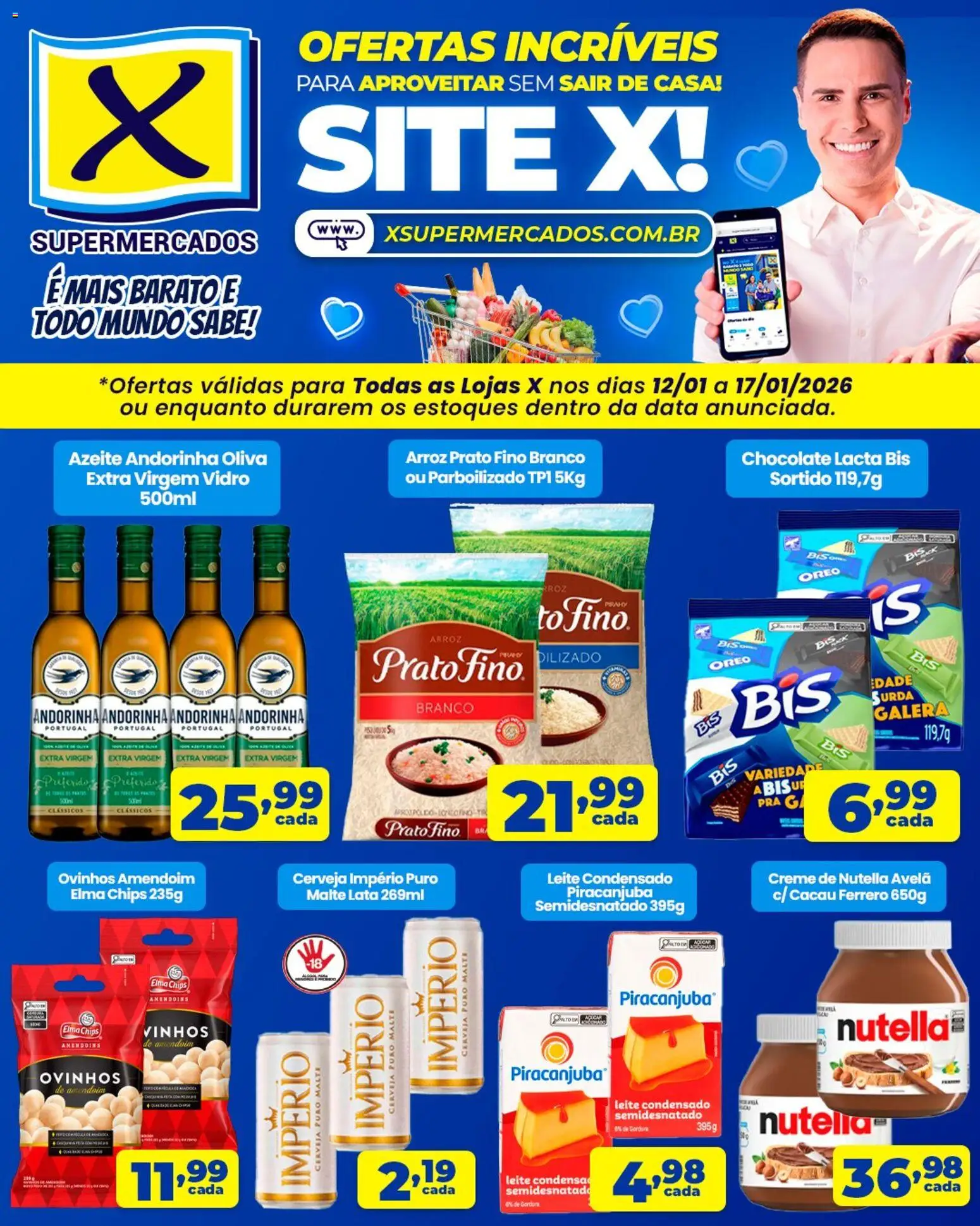 Pré-Visualização do folheto "Ofertas Online" da loja X Supermercados válido a partir de 12/01/2026