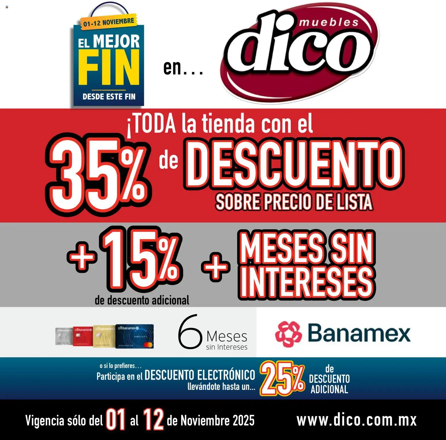 Vista previa las ofertas de la tienda Muebles Dico - Buen Fin desde el 01/11/2025 - Sobre