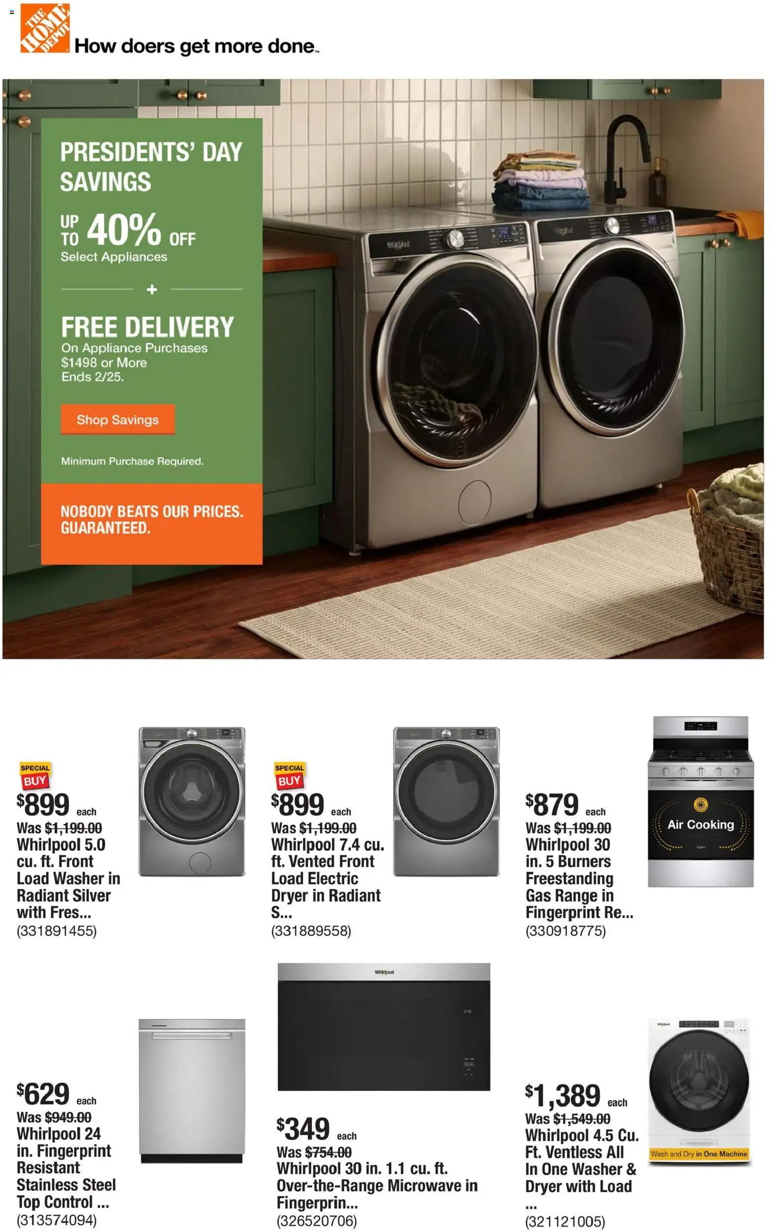 Ad Preview of Home Depot Weekly Ad - TX from 02/19/2026 - Microwave, Washer, Dryer