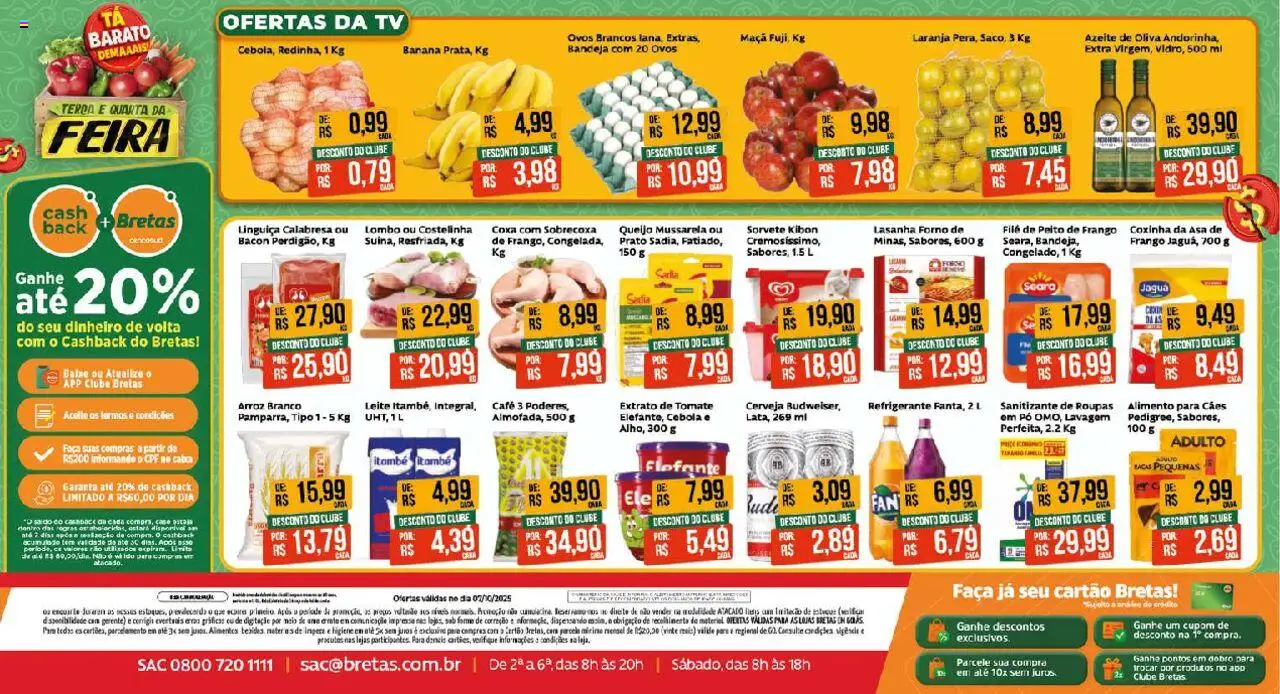 Bretas folheto "Ofertas do Dia" válido a partir de 07/10/2025 - número de página 1