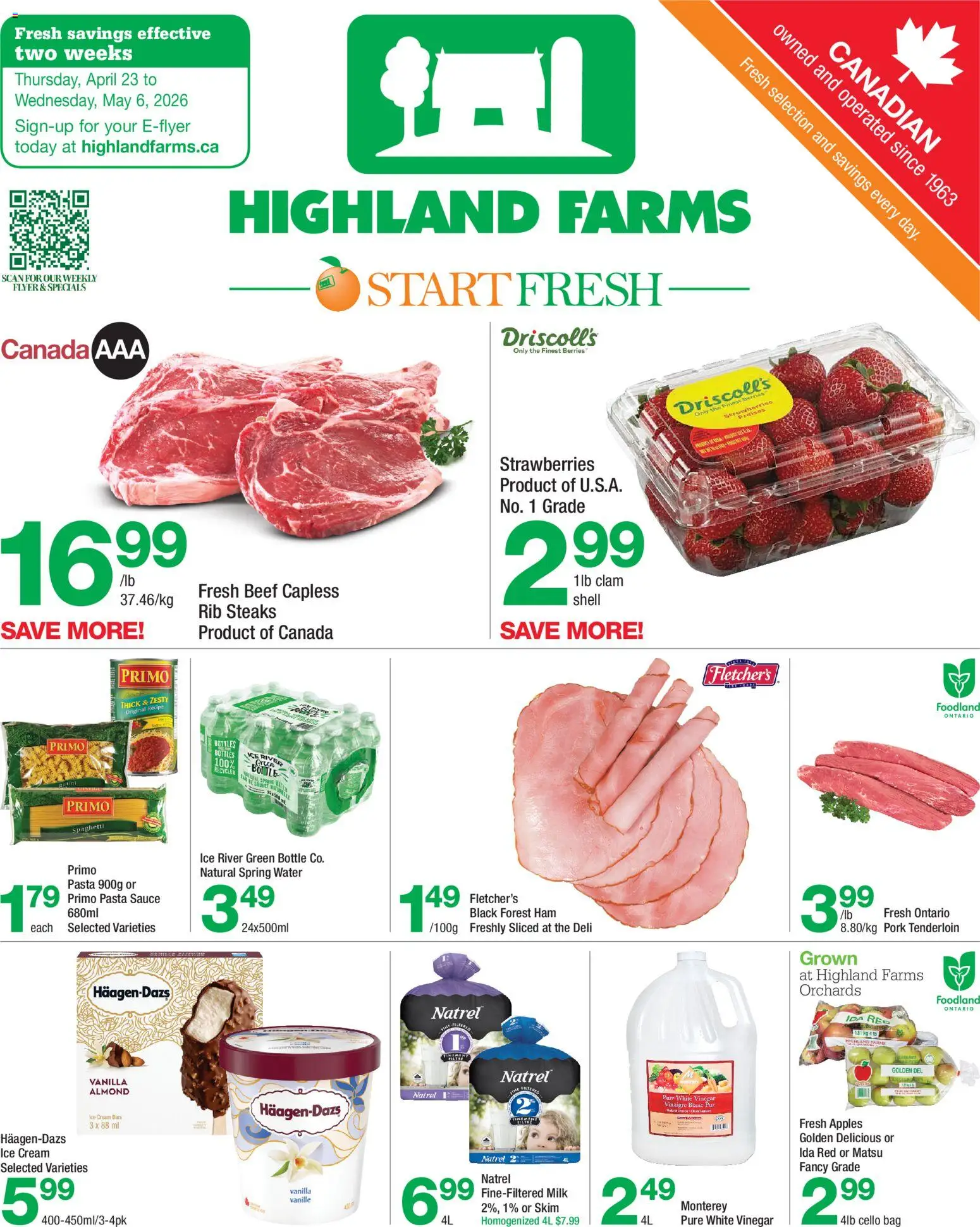 Preview of leaflet Highland Farms weekly flyer / circulaire from shop Highland Farms is valid from Apr 23, 2026