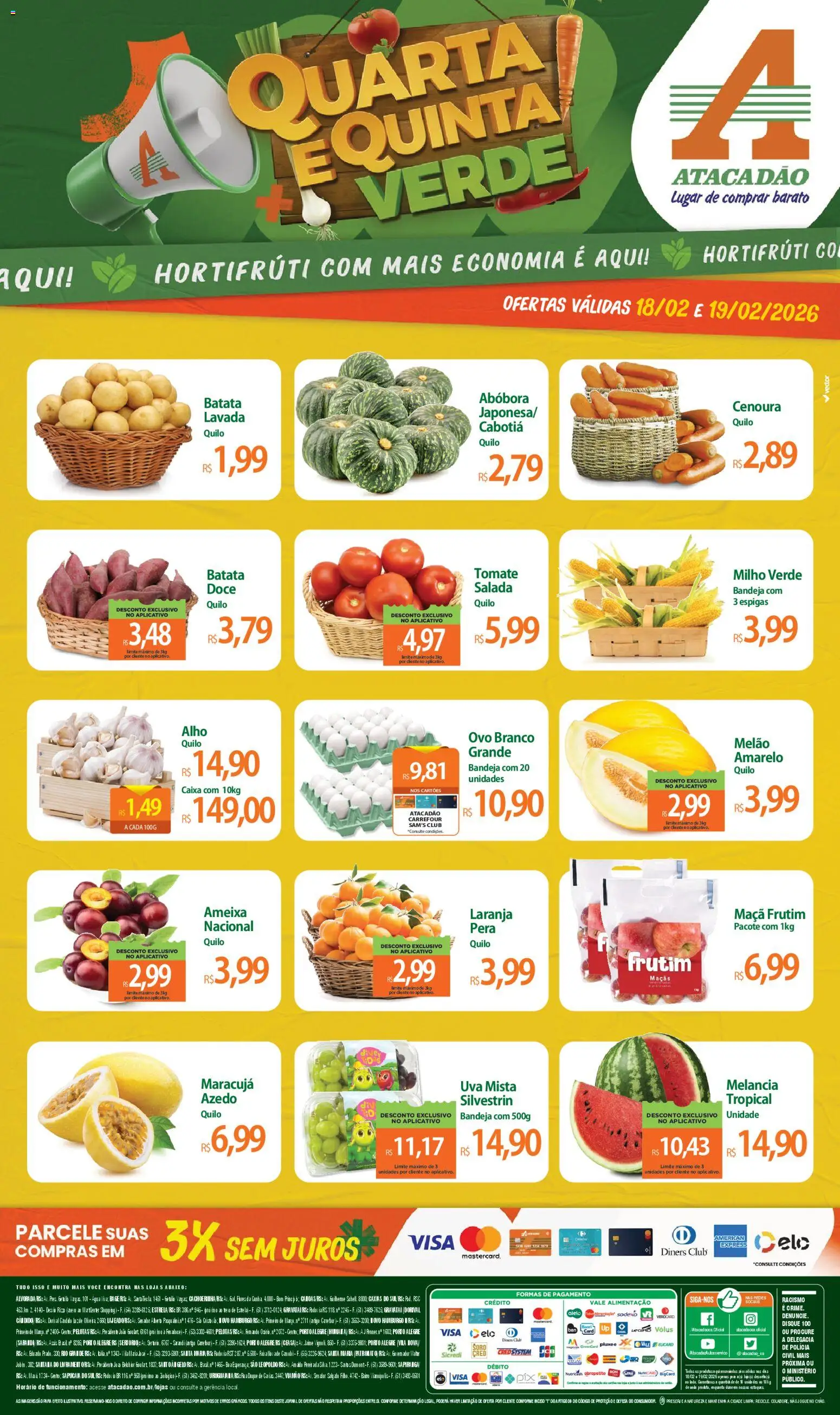 Pré-Visualização do folheto "Ofertas - RS" da loja Atacadão válido a partir de 18/02/2026