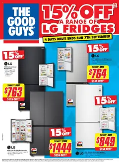 Preview of catalogue A Range of LG Fridges from shop The Good Guys valid 03/09/2025