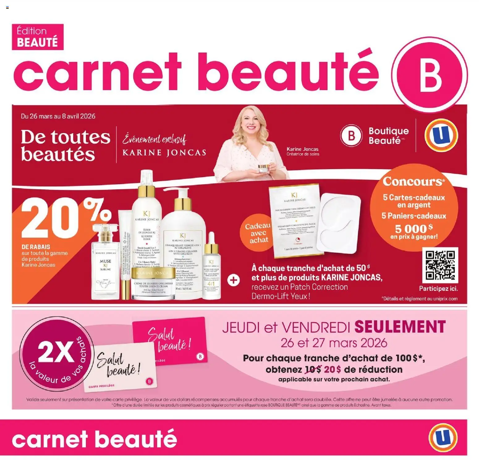 Preview of leaflet Uniprix - Carnet Beauté from shop Uniprix is valid from Mar 26, 2026 - Water, Cream