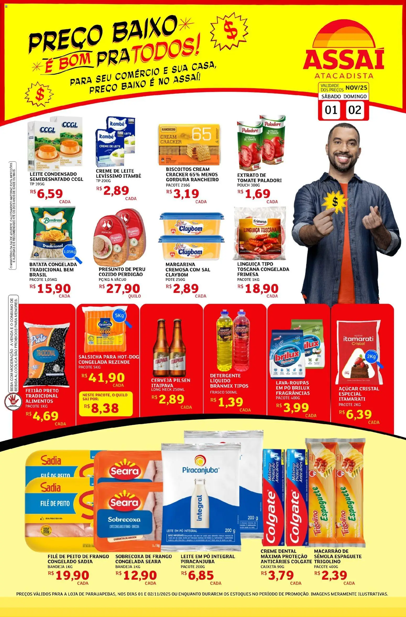 Pré-Visualização do folheto "Encarte - PA" da loja Assaí Atacadista válido a partir de 01/11/2025 - Peru, Salsicha, Leite, Biscoitos, Creme de leite, Peito de frango, Espaguete, Extrato de tomate