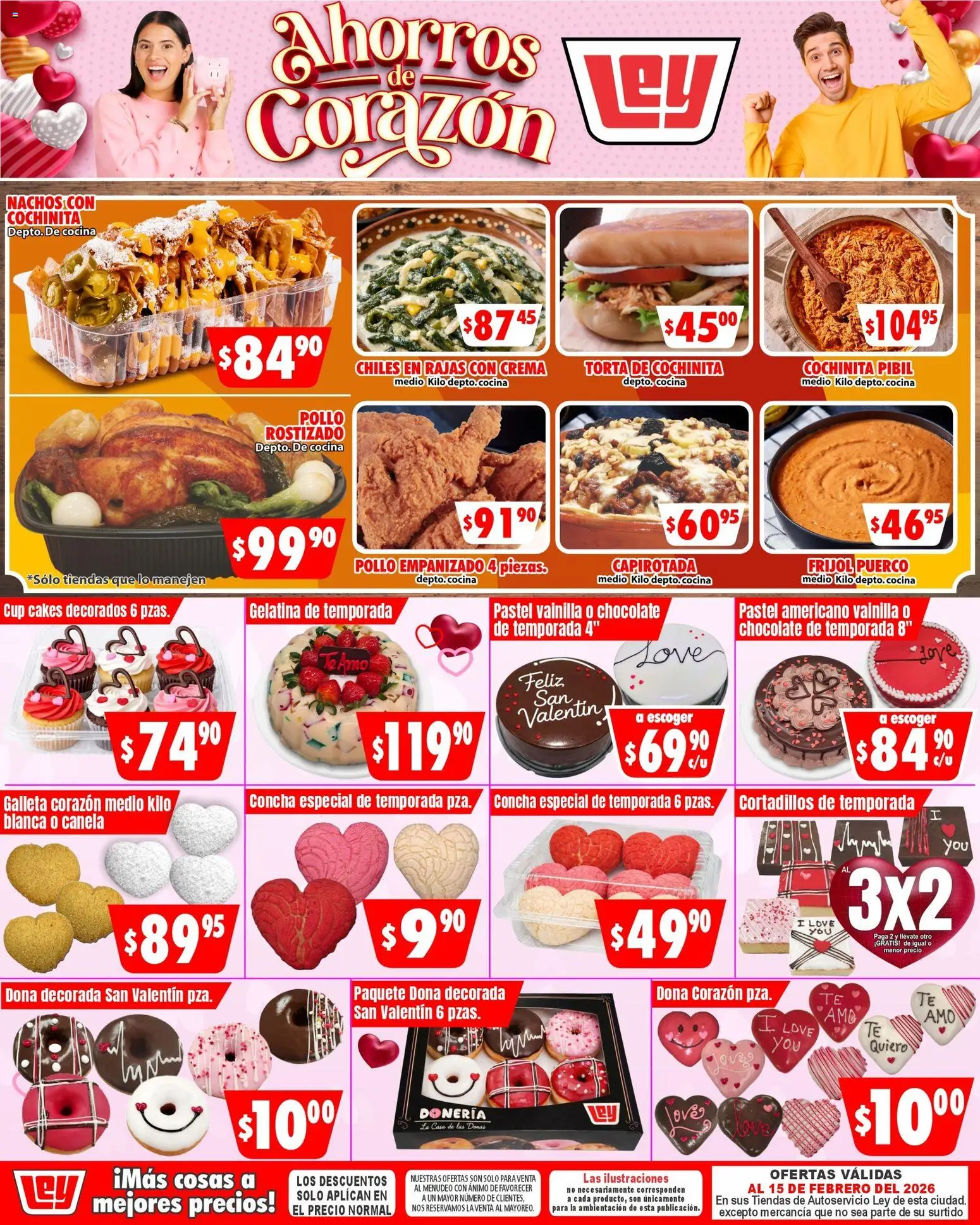 Vista previa las ofertas de la tienda Casa Ley - Folleto Más cosas a mejores precios desde el 14/02/2026 - Chocolate, Pollo, Pastel, Cocina, Gelatina, Crema, Vainilla