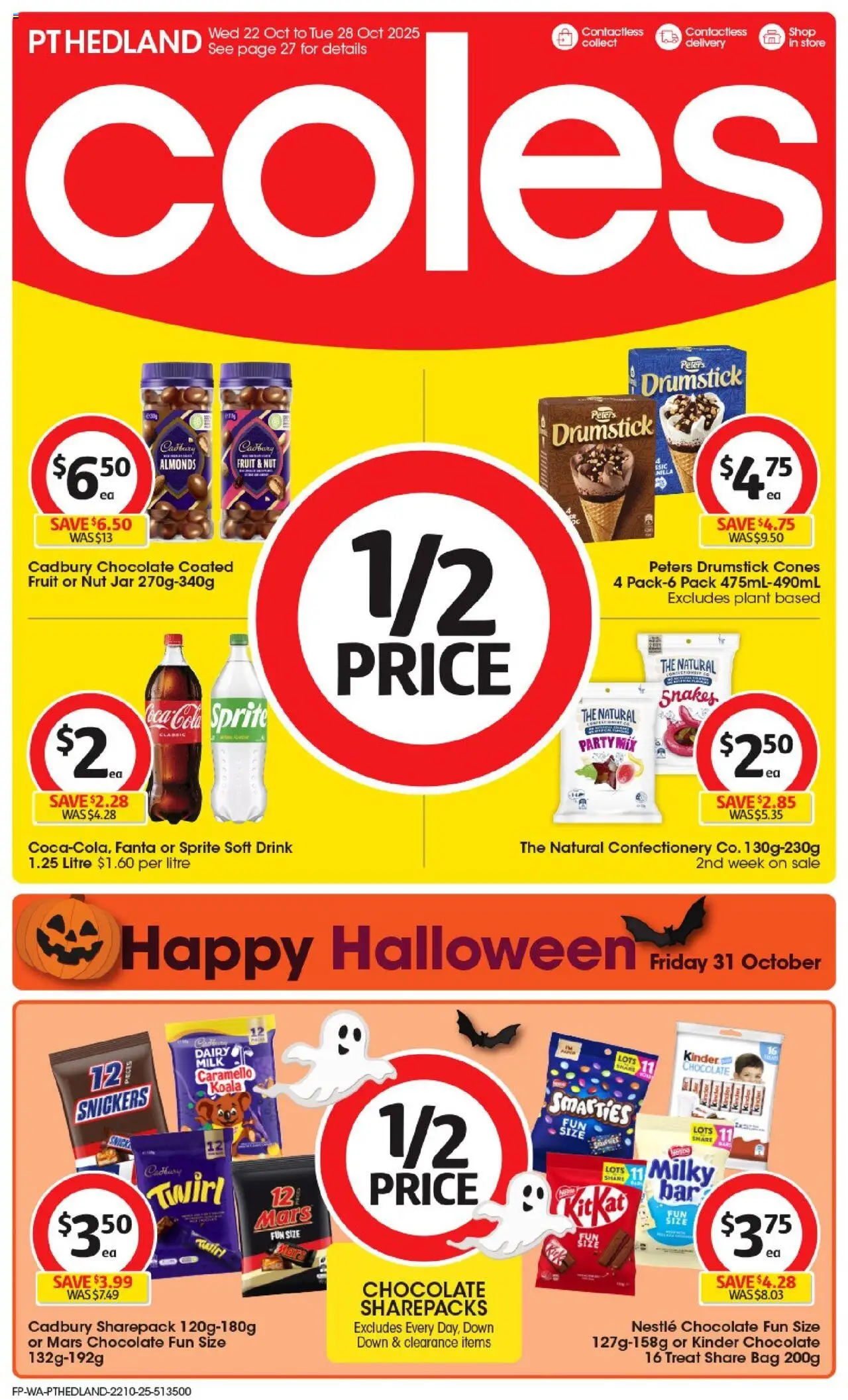 Coles catalogue valid from 22/10/2025 - page 1 - Plant, Dairy, Coca Cola, Snickers, Fruit, Sprite, Bag, Fanta