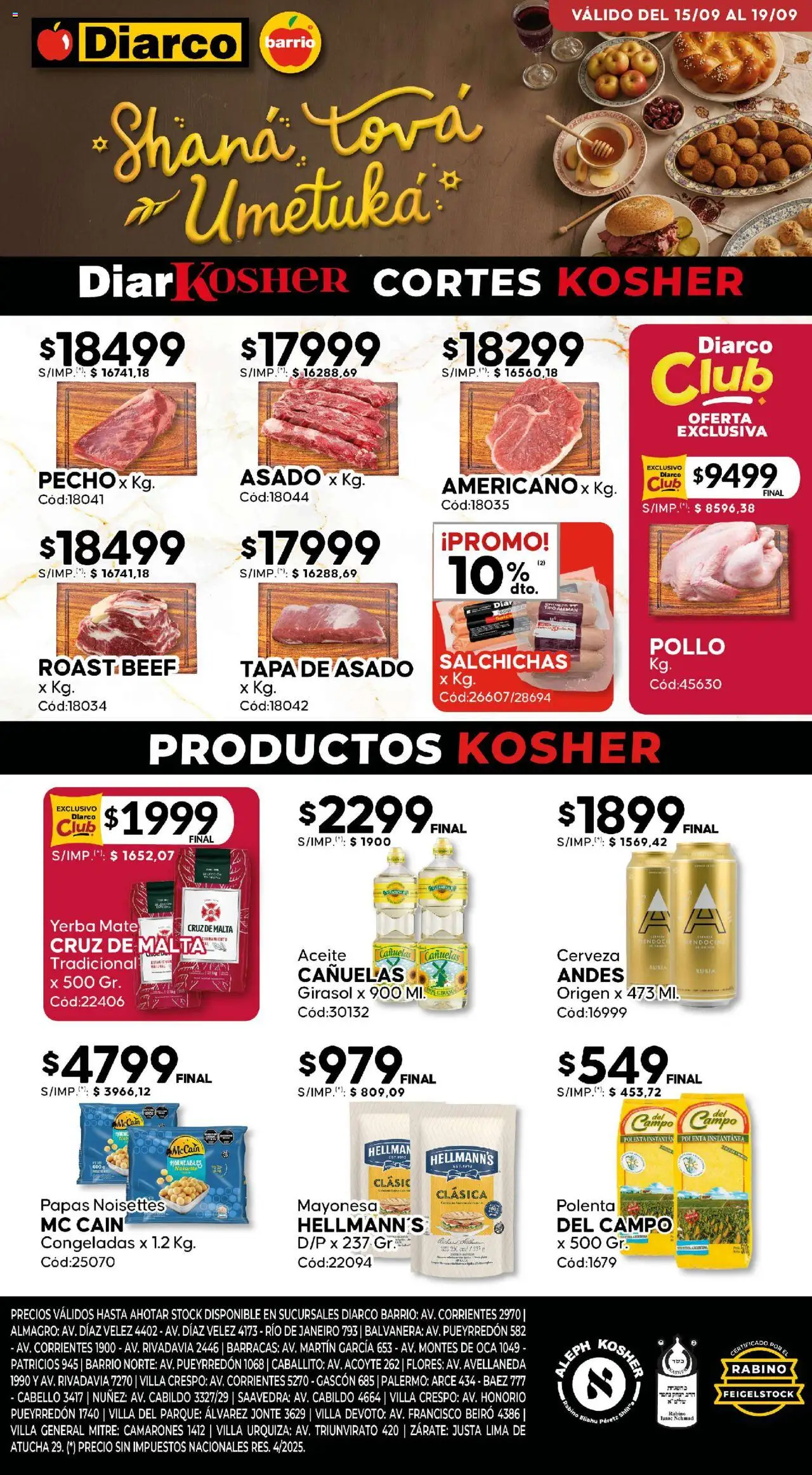 Diarco Ofertas Kosher del 15/09/2025 Online