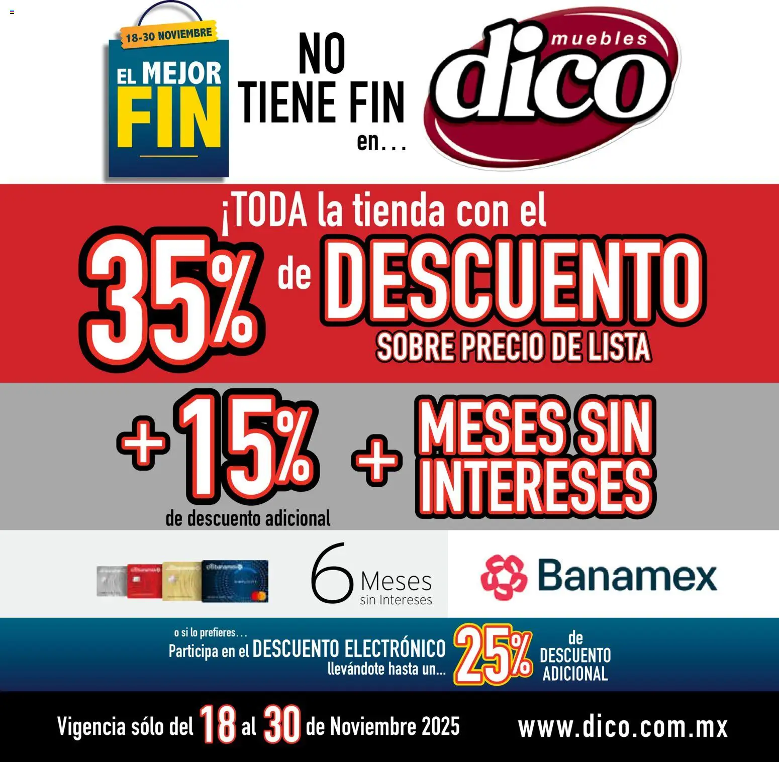 Vista previa las ofertas de la tienda Muebles Dico - Buen Fin desde el 18/11/2025 - Sobre