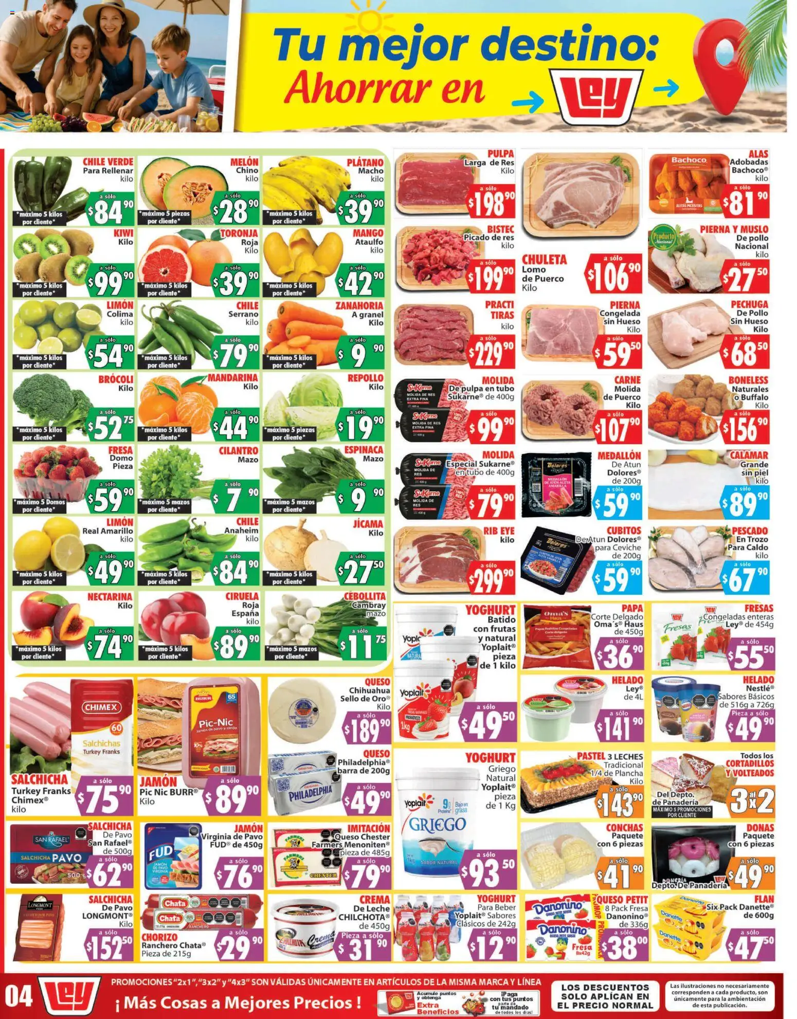 Vista previa las ofertas de la tienda Casa Ley - Casa Ley folleto Autoservicio La Paz, BCS desde el 11/04/2026 - Pollo, Chile, Plátano, Kiwi, Atún, Barra, Toronja, Salchichas