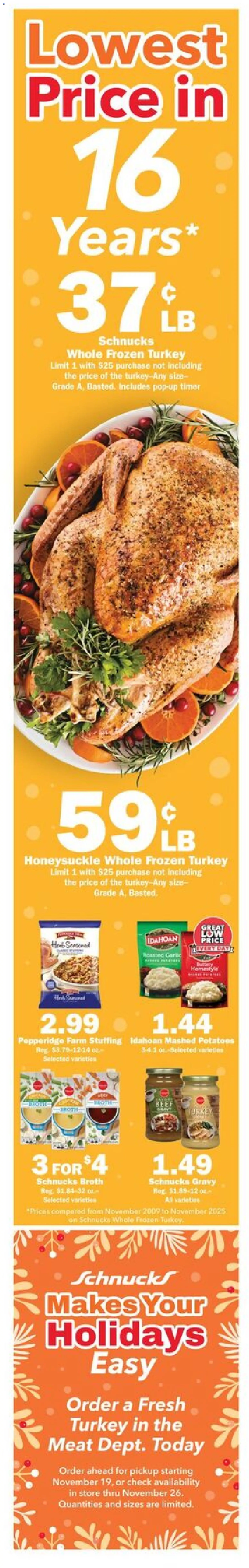 Ad Preview of Schnucks Weekly Print Ad - IL from 11/05/2025 - Turkey, Meat