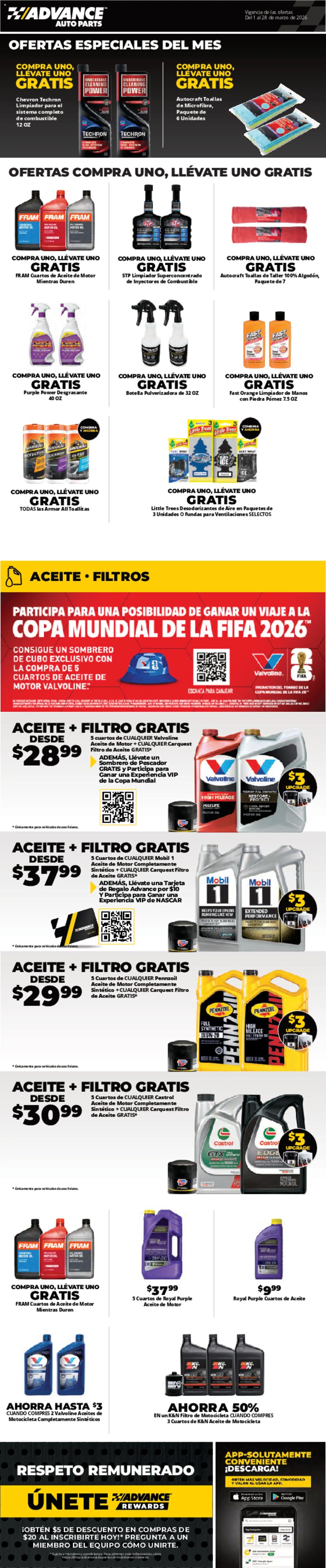 Ad Preview of Advance Auto Parts Advance Auto Parts Weekly Ad - Spanish from 02/01/2026 - Hoe, Oil, Motor Oil