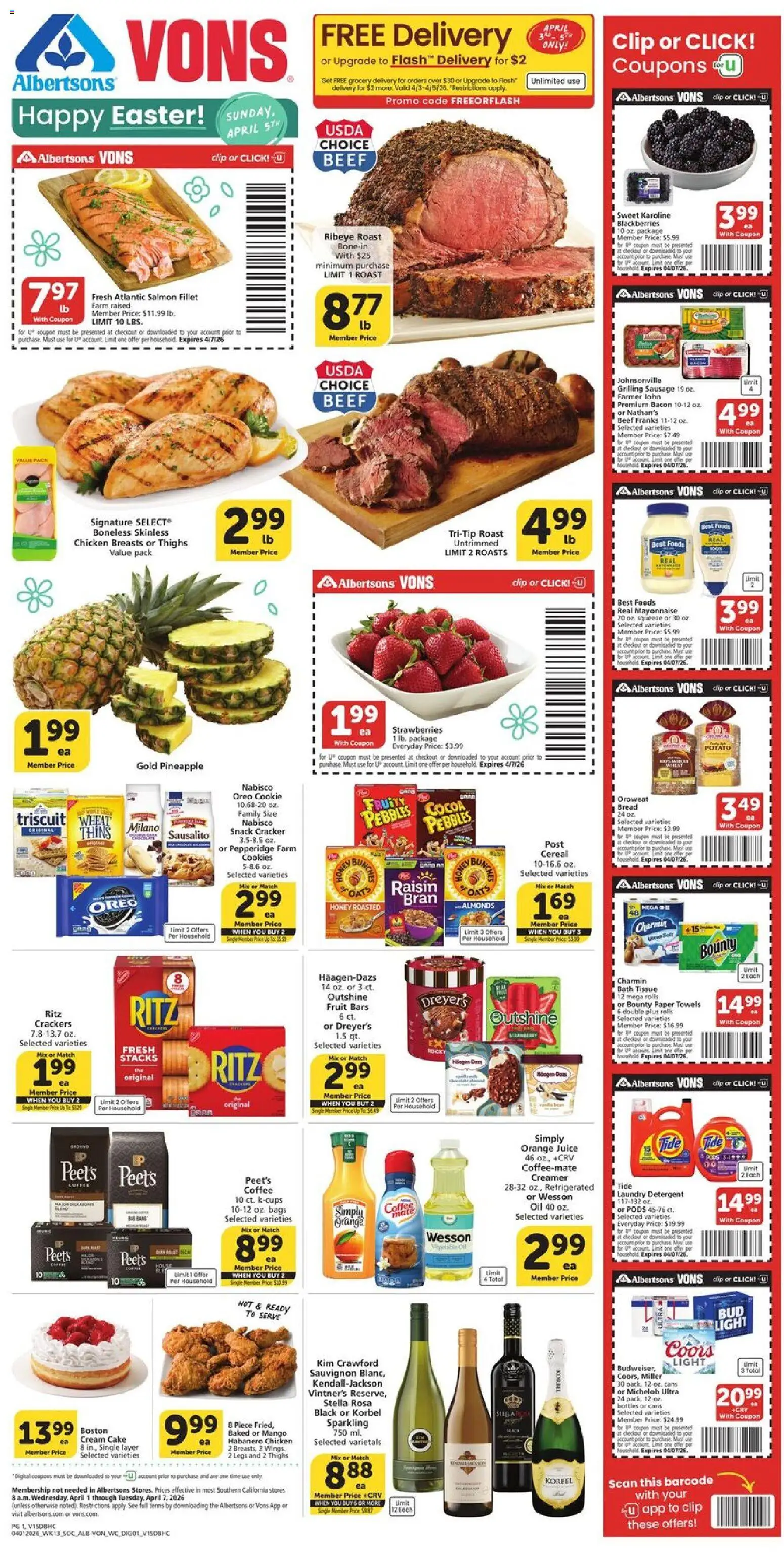 Ad Preview of Vons Vons Weekly Ad from 04/01/2026