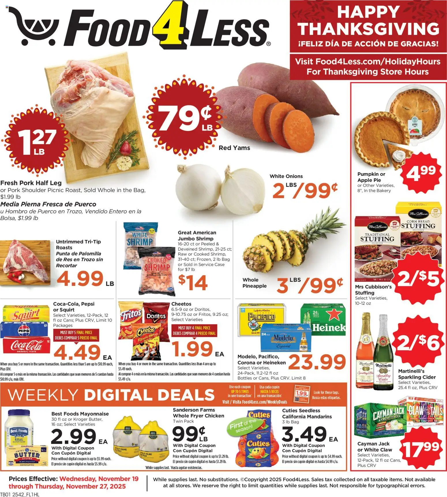 Ad Preview of Food 4 Less Weekly Ad from 11/19/2025