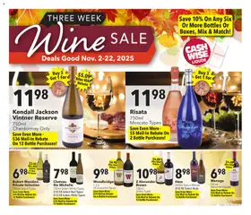 Ad Preview of Cash Wise Wine Sale from 11/02/2025