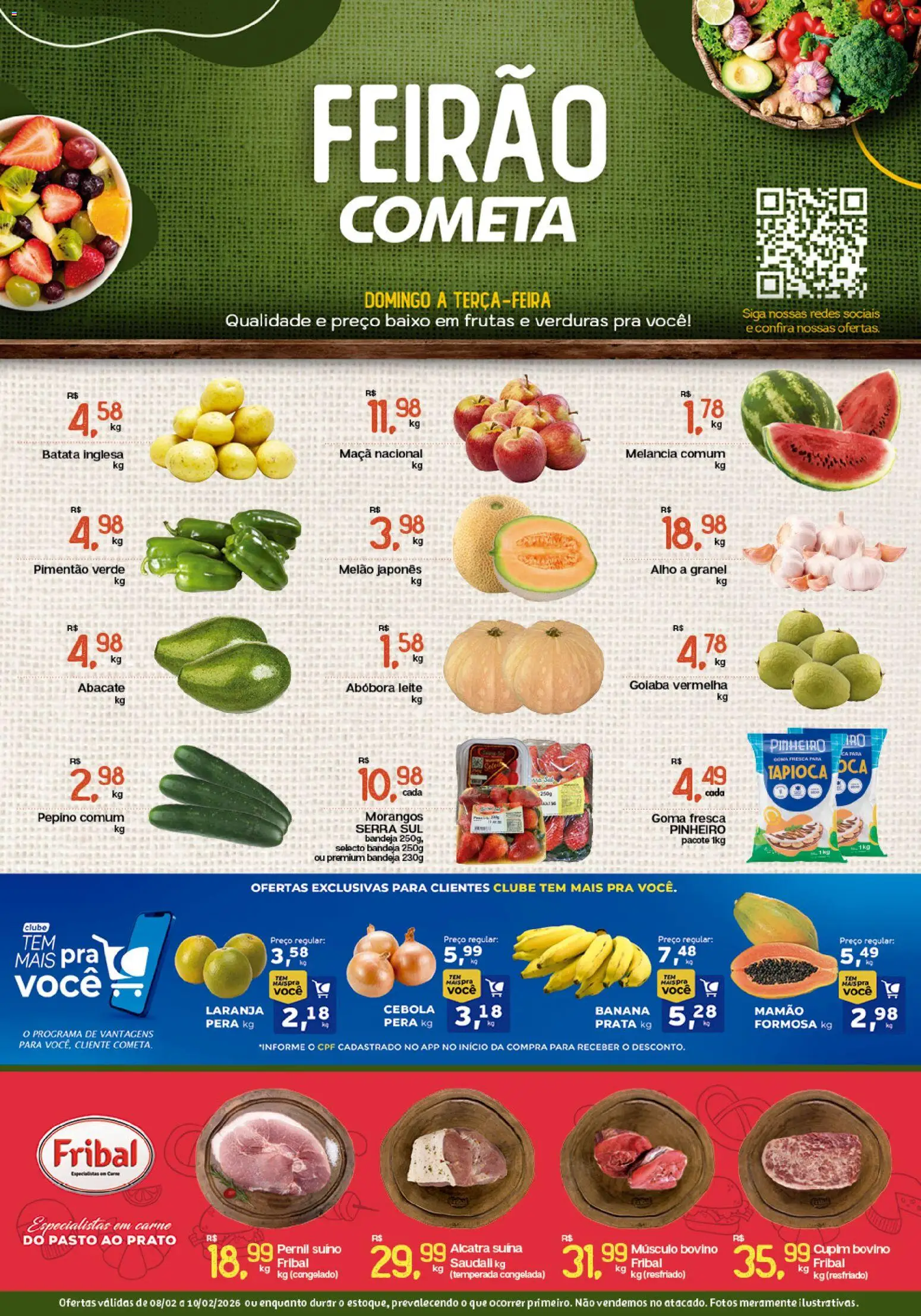Pré-Visualização do folheto "Ofertas Feirão" da loja Cometa Supermercados válido a partir de 08/02/2026