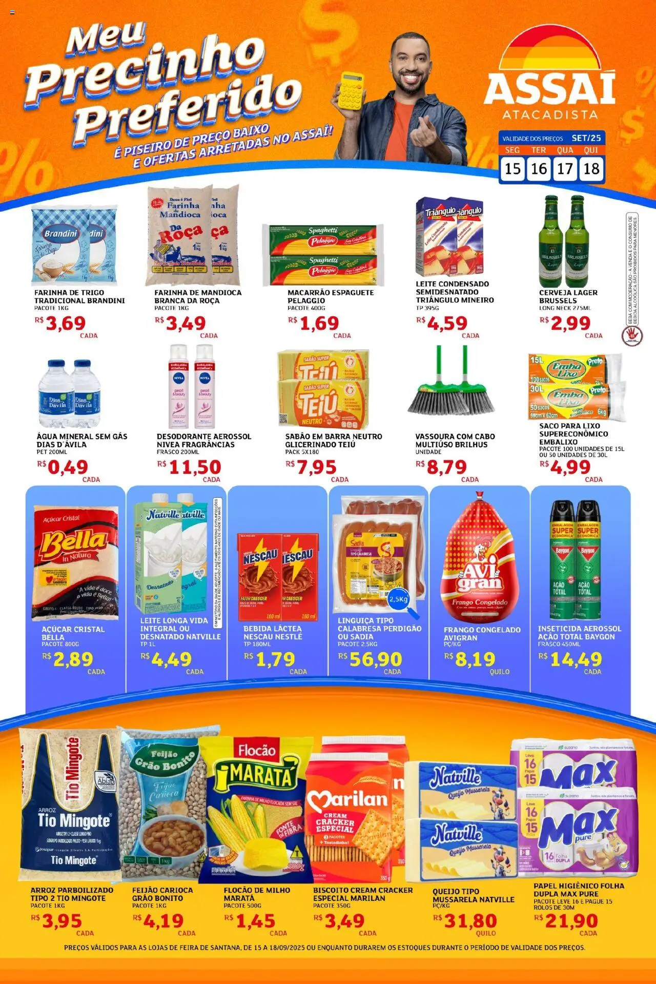 Assaí Atacadista folheto "Encarte - BA" válido a partir de 15/09/2025 - número de página 1 - Bebida, Biscoito, Queijo, Mussarela, Açúcar, Papel higiênico, Sabão em barra, Leite longa vida