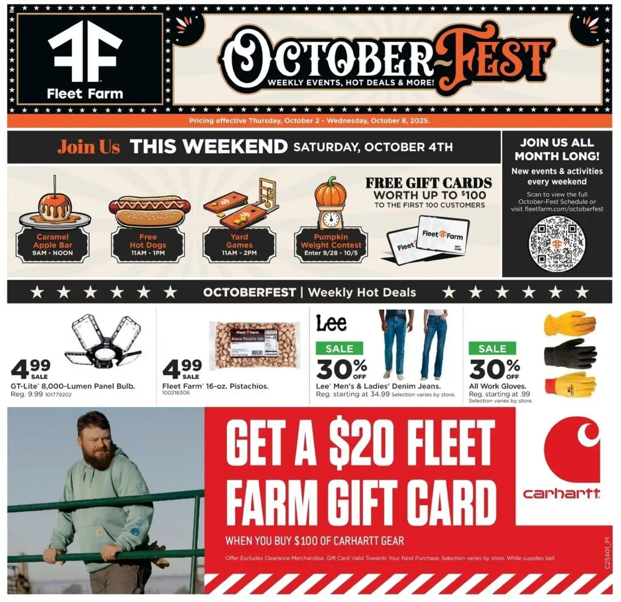 Mills Fleet Farm Weekly Ad from 10/02/2025 - Flyer - Page number 1 - Hot Dogs, Pumpkin, Weight