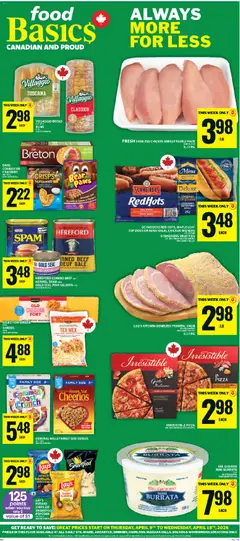 Un aperçu du dépliant Food Basics weekly flyer - Ancaster du magasin Food Basics est valide à partir 9 avr. 2026
