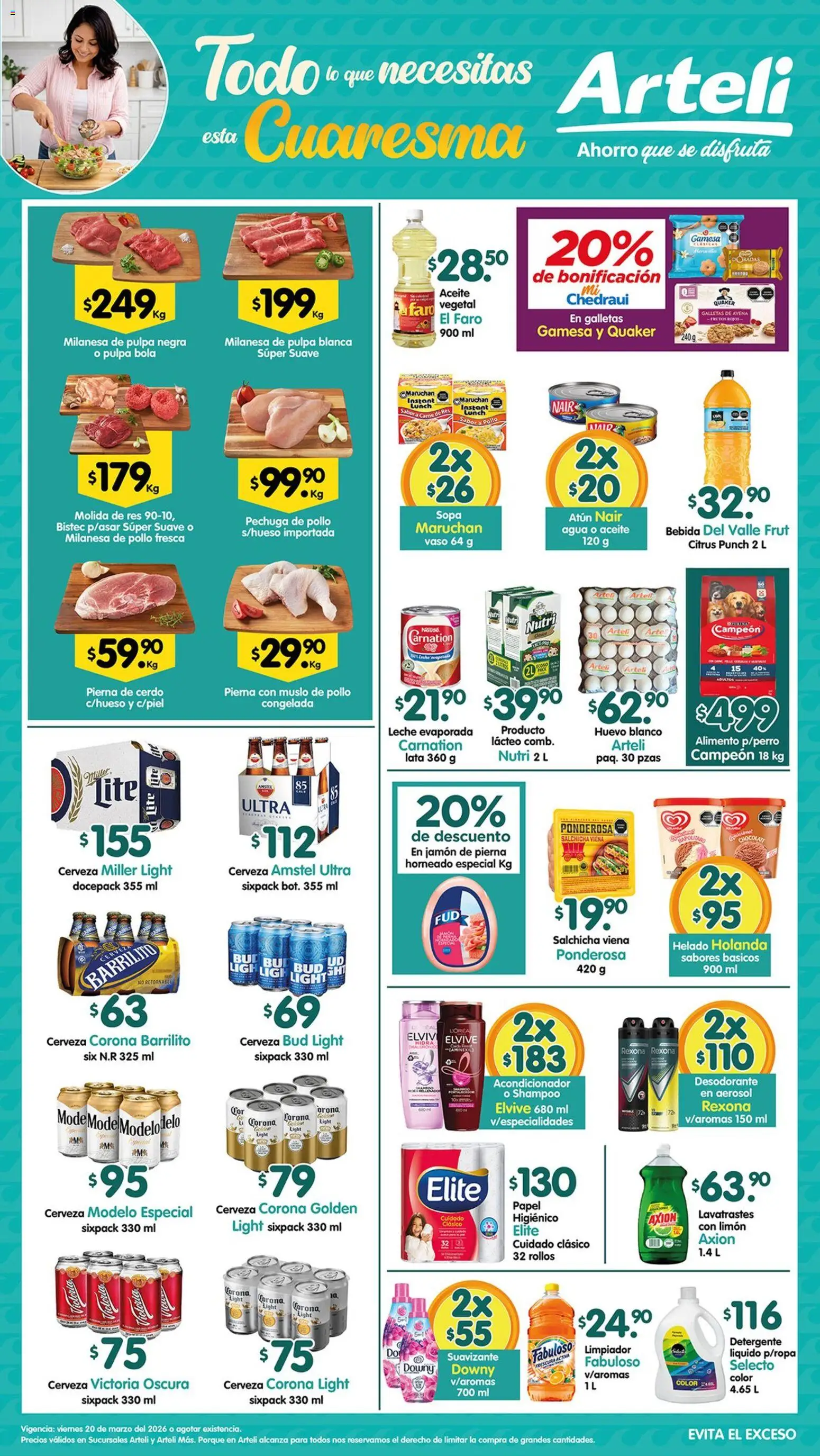 Vista previa las ofertas de la tienda Arteli - Arteli folleto Tuxpan desde el 20/03/2026 - Agua, Pollo, Desodorante, Avena, Aceite, Atún, Salchicha, Res