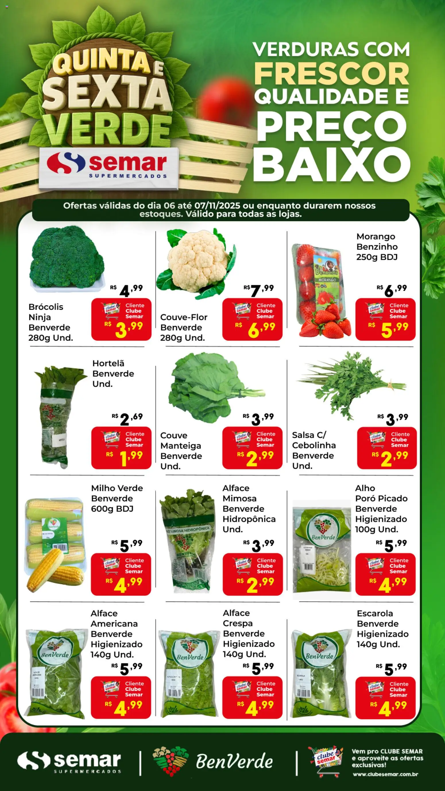 Pré-Visualização do folheto "Ofertas BenVerde" da loja Semar Supermercado válido a partir de 06/11/2025