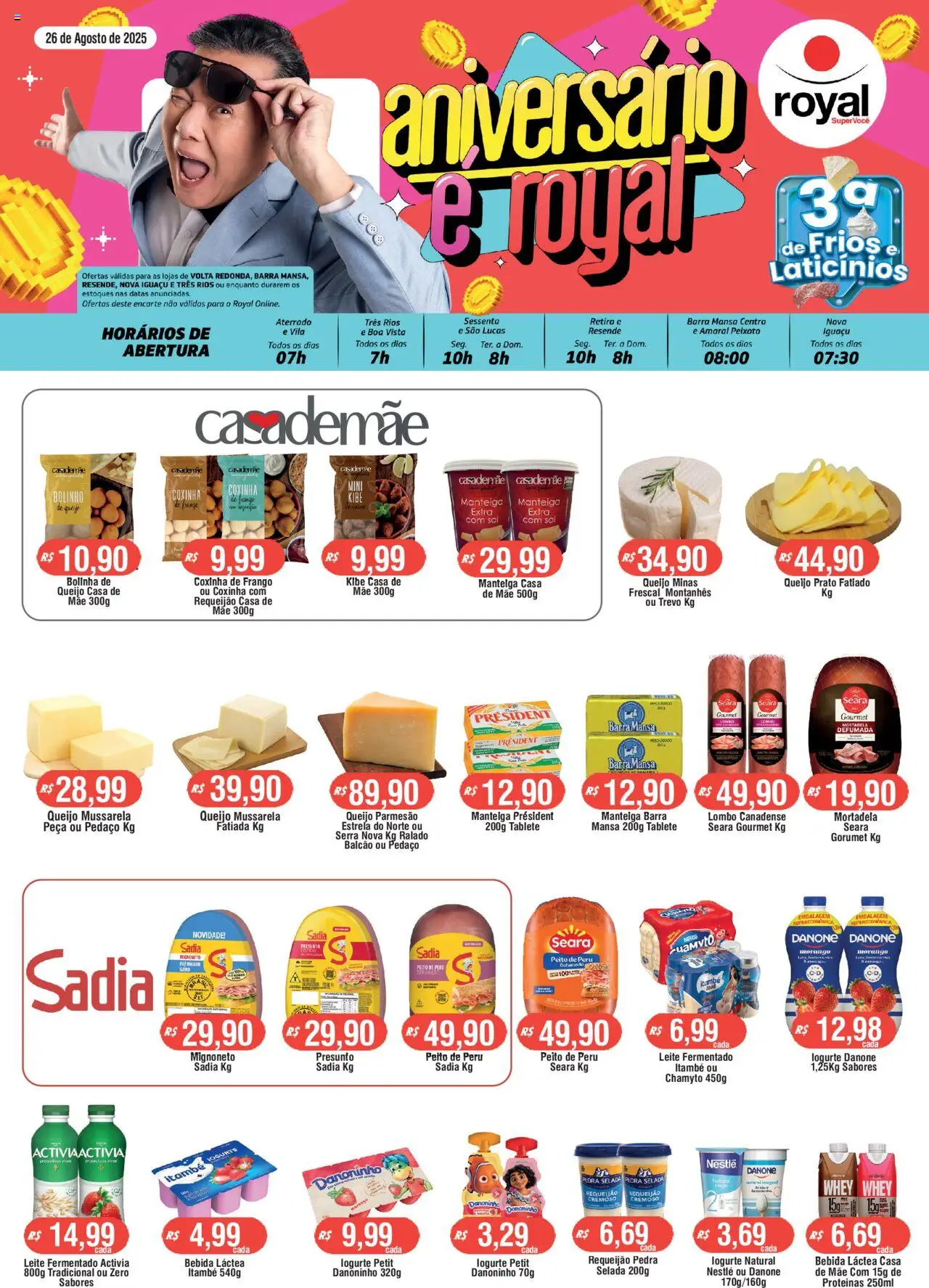 Royal Supermercados folheto "Ofertas Frios e Laticinios" válido a partir de 26/08/2025 - número de página 1 - Peru, Bebida, Leite, Queijo, Mortadela, Requeijão, Queijo parmesão, Parmesão