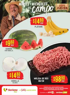 Vista previa las ofertas de la tienda Soriana - Martes y Miércoles del Campo Híper: Tijuana, Mexicali, Ensenada, San Luis Río Colorado y Tecate desde el 26/08/2025 