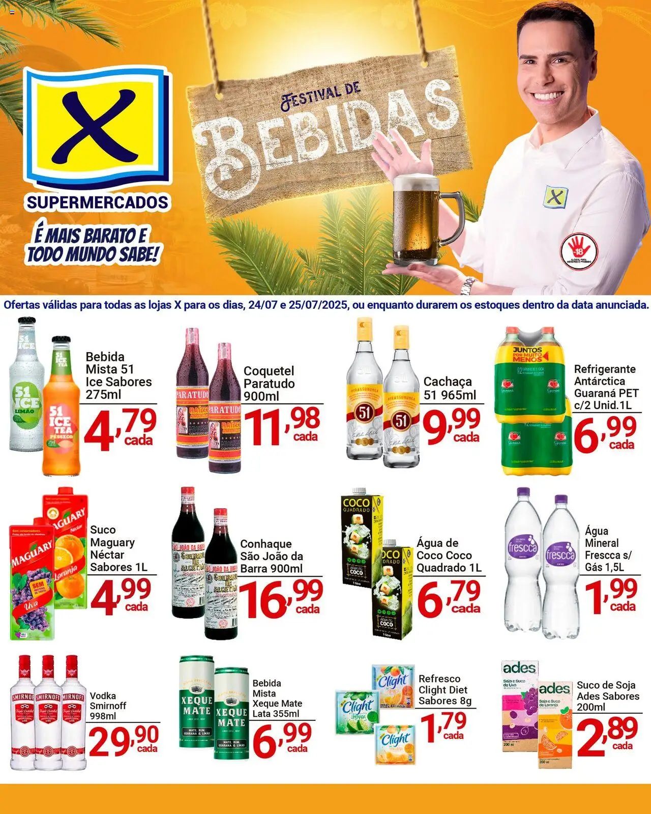 X Supermercados folheto "Ofertas Festival de Bebidas" válido a partir de 24/07/2025 - número de página 1