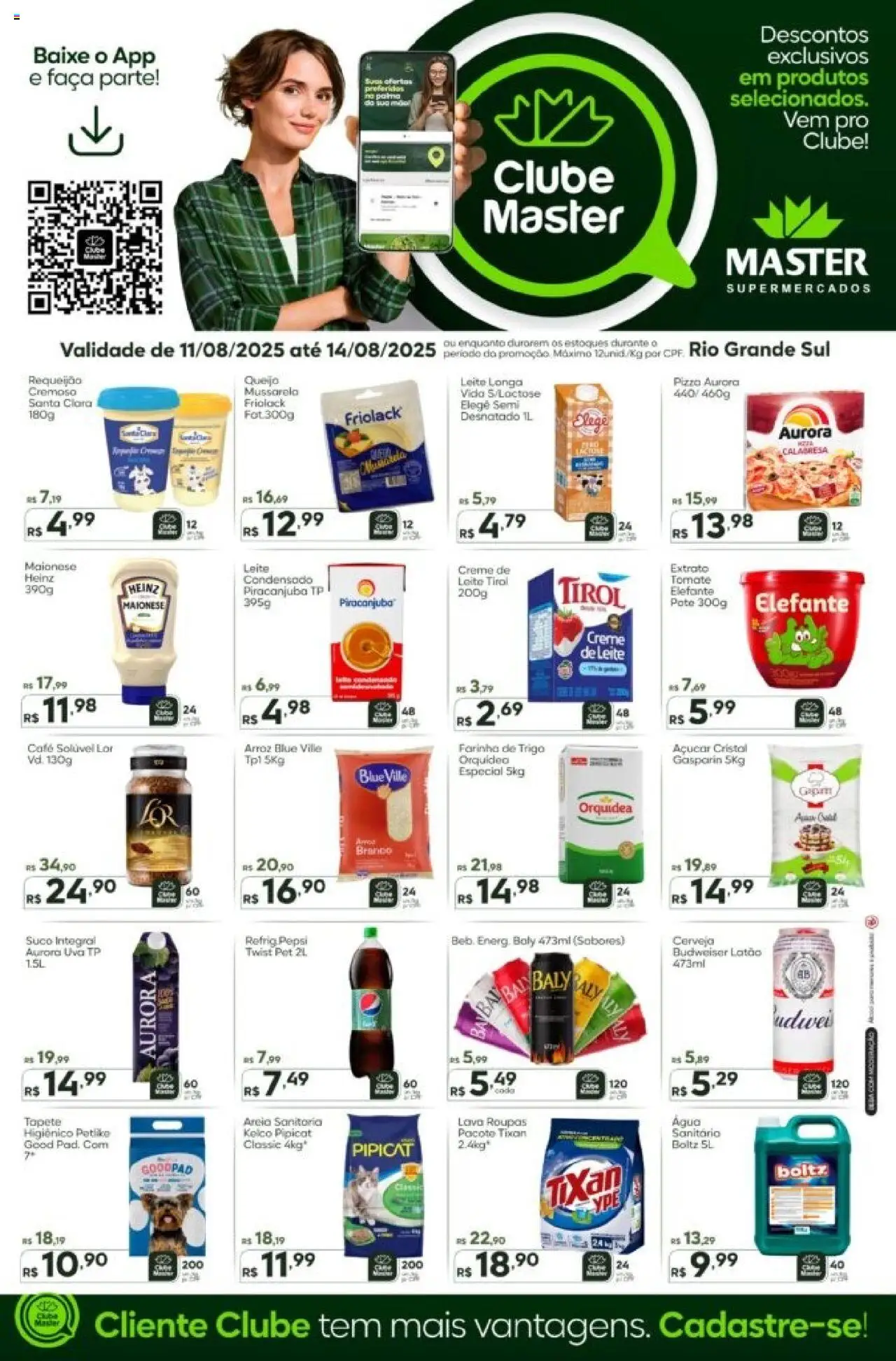 Master folheto "Ofertas da semana" válido a partir de 11/08/2025 - número de página 1 - Roupas, Tomate, Suco, Maionese, Creme, Farinha de trigo, Farinha, Faca
