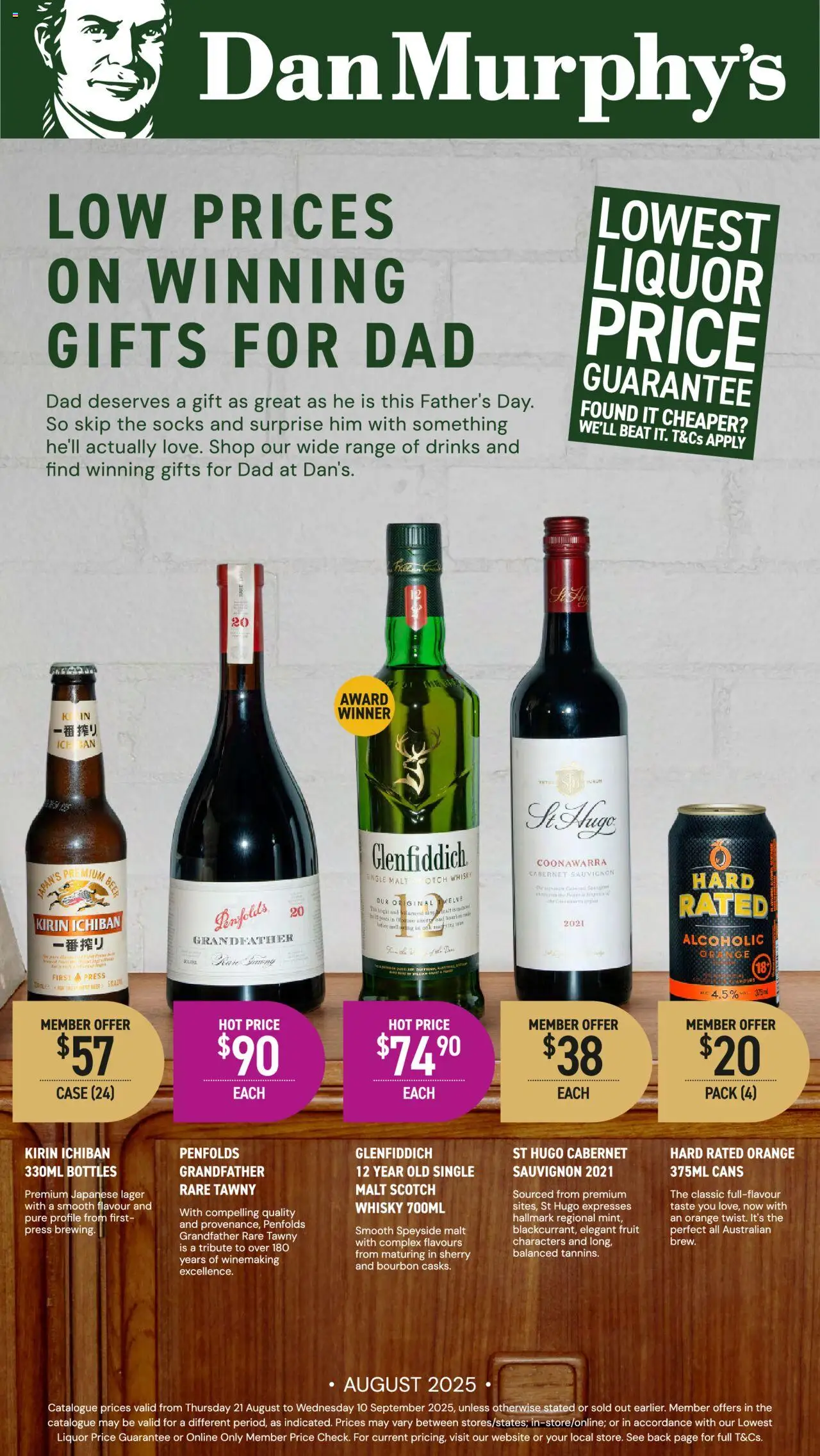 Dan Murphy's catalogue valid from 21/08/2025 - page 1 - Drinks, Beer, Bourbon, Socks, Scotch, Fruit, Case, Press