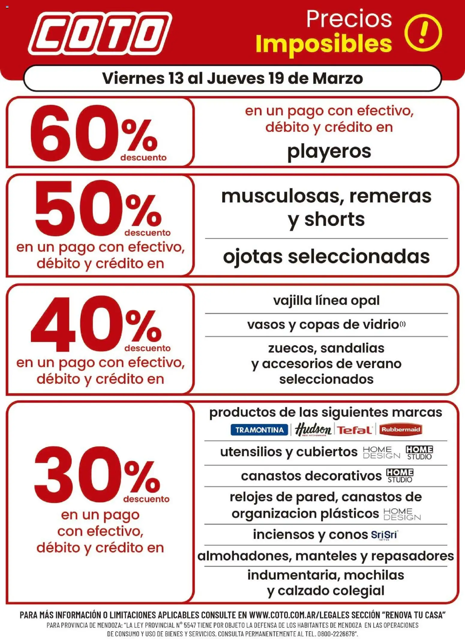 Vista previa del folleto de la tienda Coto válido desde el 13/03/2026 - Ojotas, Sandalias, Vajilla, Vasos