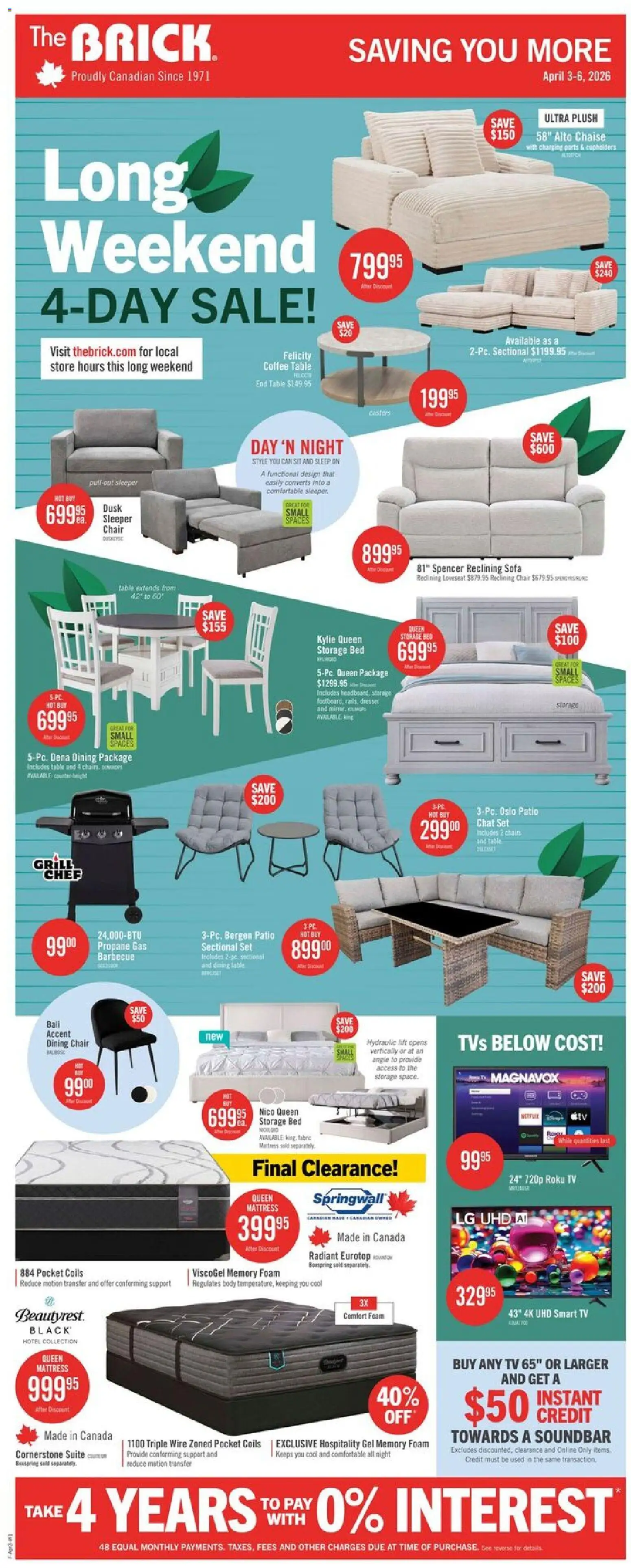 Preview of leaflet The Brick weekly flyer / circulaire from shop The Brick is valid from Mar 31, 2026