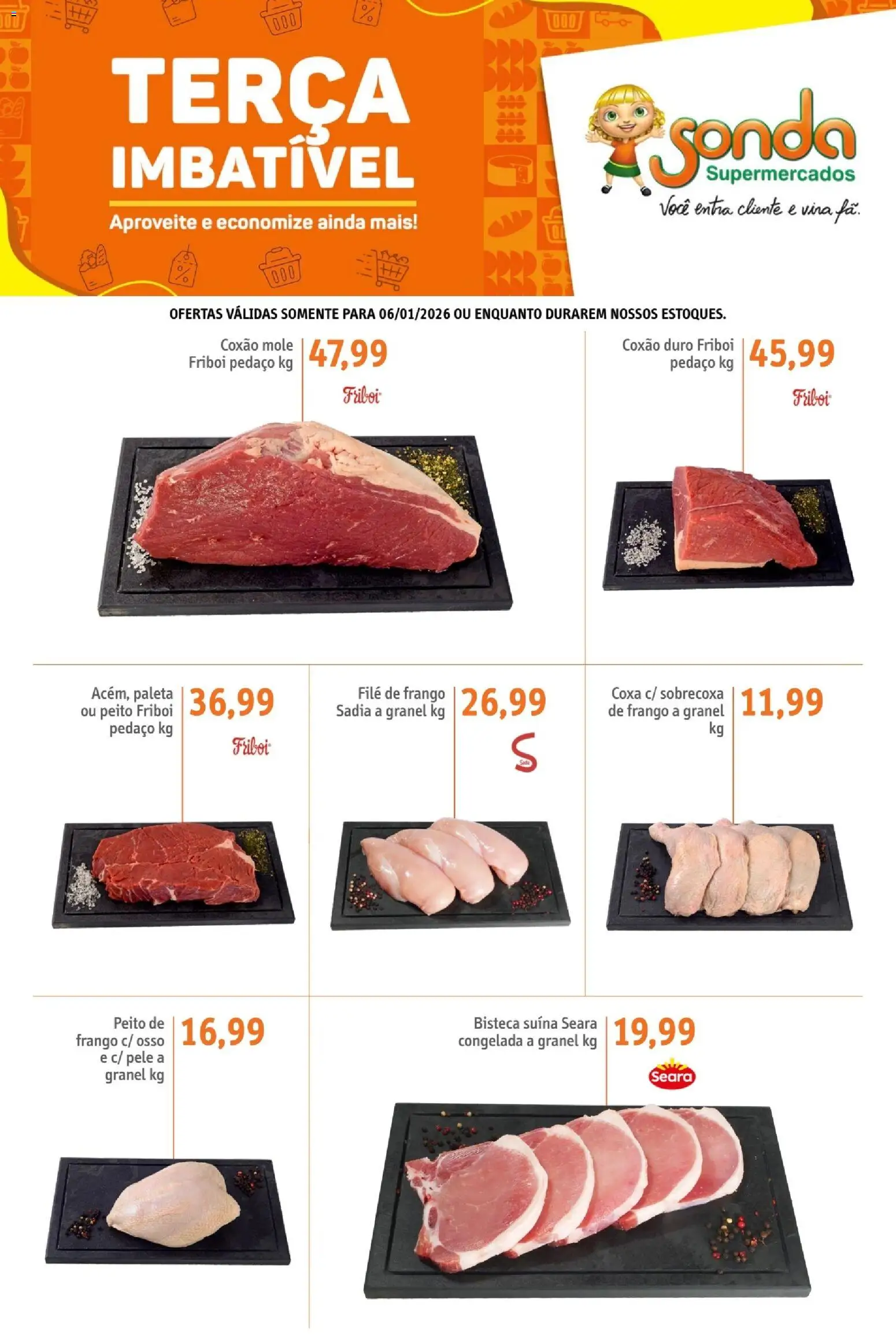 Pré-Visualização do folheto "Ofertas Terça Imbativel" da loja Sonda válido a partir de 06/01/2026 - Frango, Filé de frango, Coxão duro, Coxão mole
