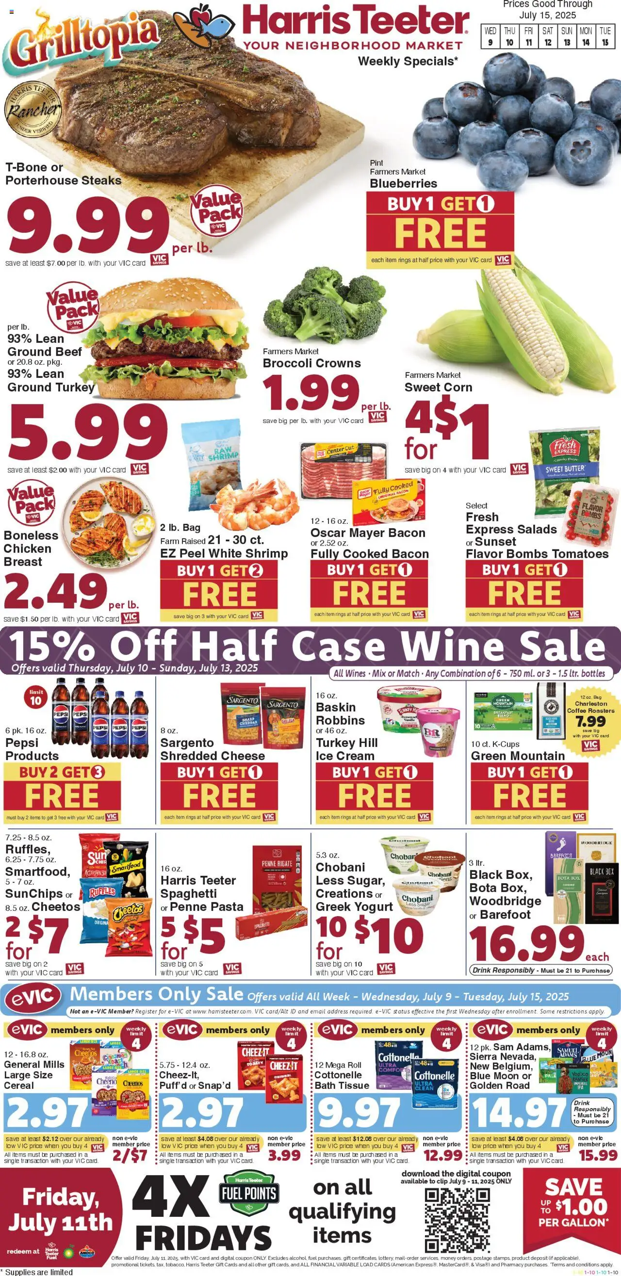 Harris Teeter Weekly Ad - SC from 07/09/2025 - Flyer - Page number 1 - Turkey, Ground turkey, Chicken, Yogurt, Wine, Sugar, Ground beef, Spaghetti