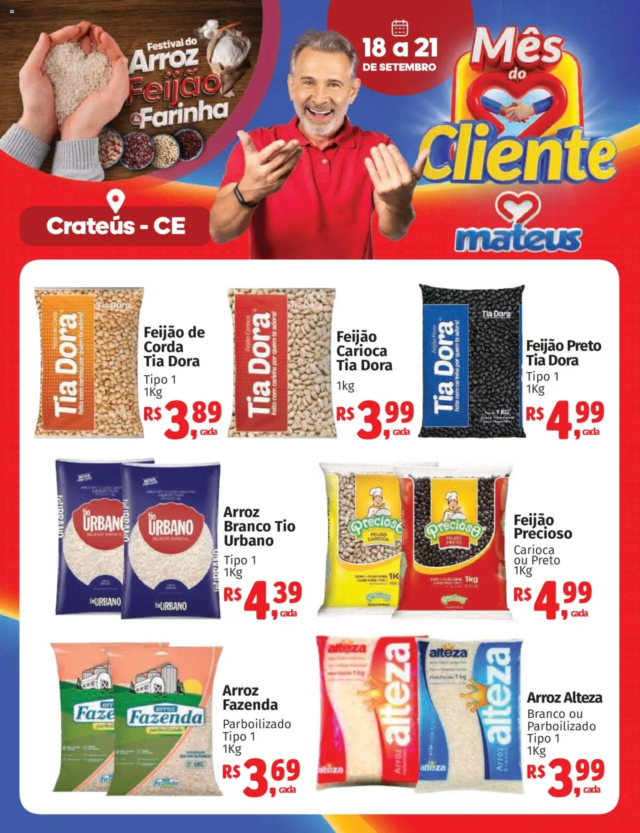 Mateus folheto "Ofertas Especial Arroz, Feijão e Farinha" válido a partir de 18/09/2025 - número de página 1