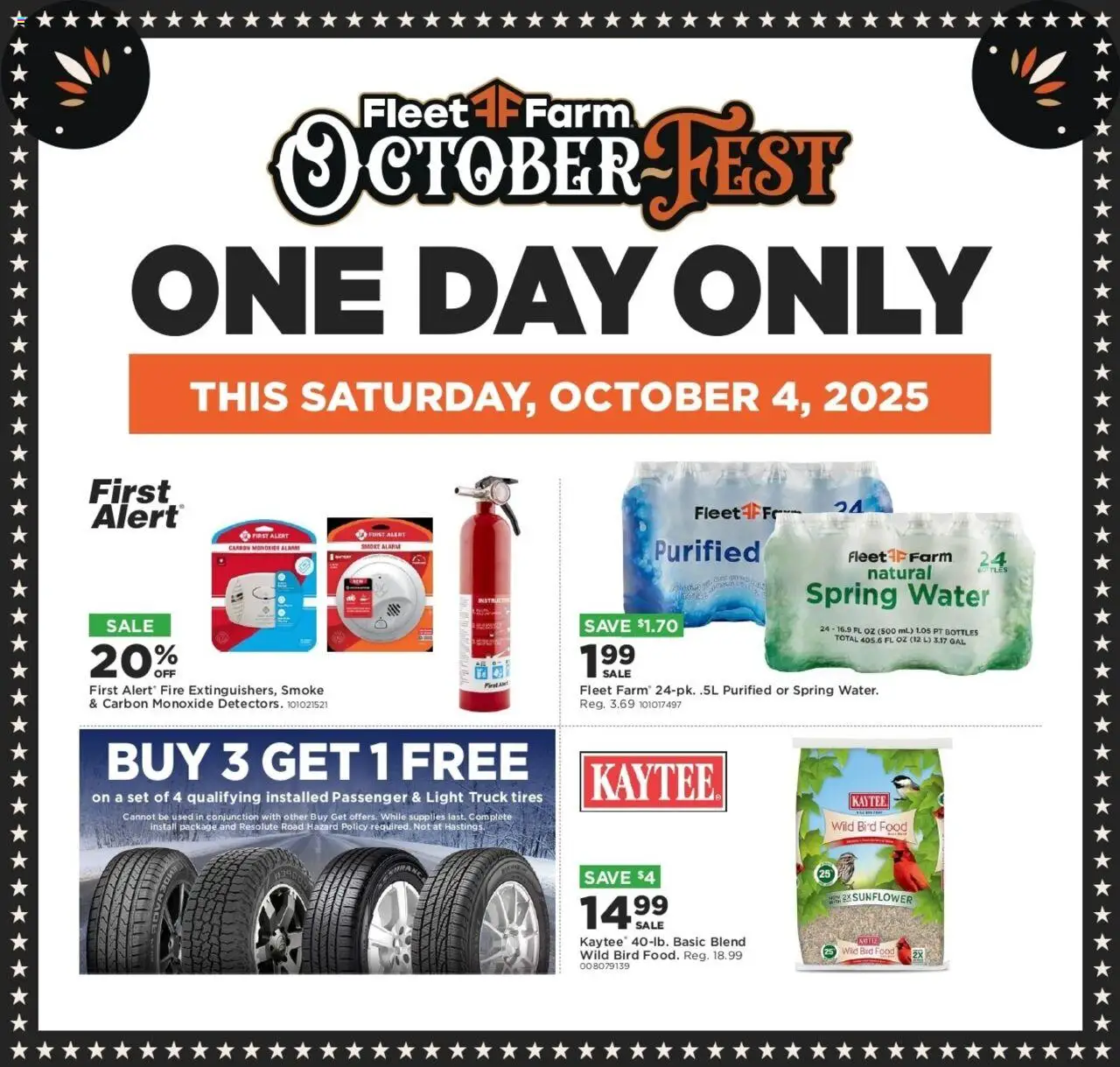 Mills Fleet Farm Octoberfest Saturday Only Deals from 10/02/2025 - Flyer - Page number 1 - Water, Alarm, Spring water