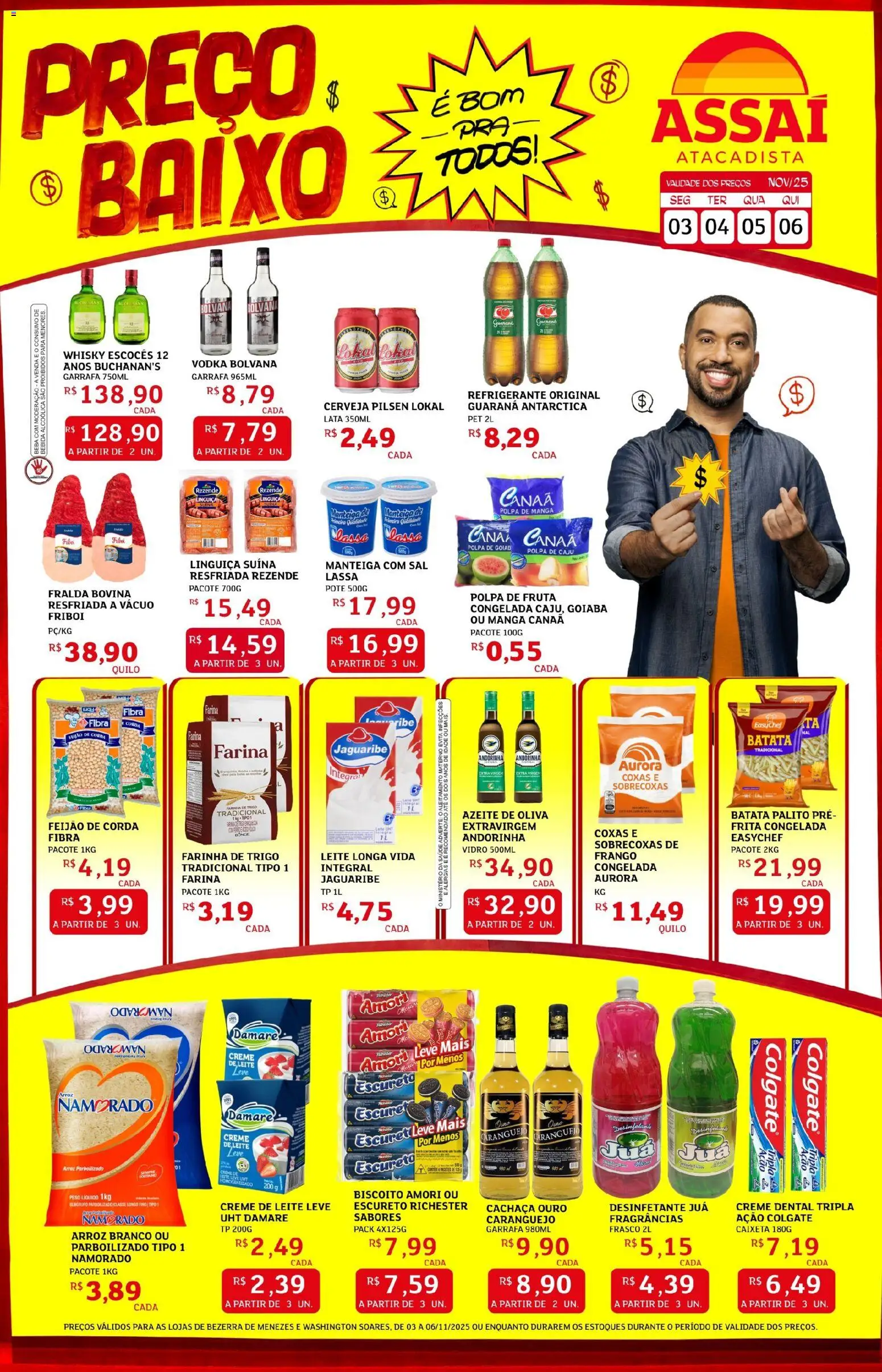 Pré-Visualização do folheto "Encarte - CE" da loja Assaí Atacadista válido a partir de 03/11/2025 - Cerveja, Caranguejo, Vodka, Frango, Desinfetante, Manteiga, Corda, Linguiça