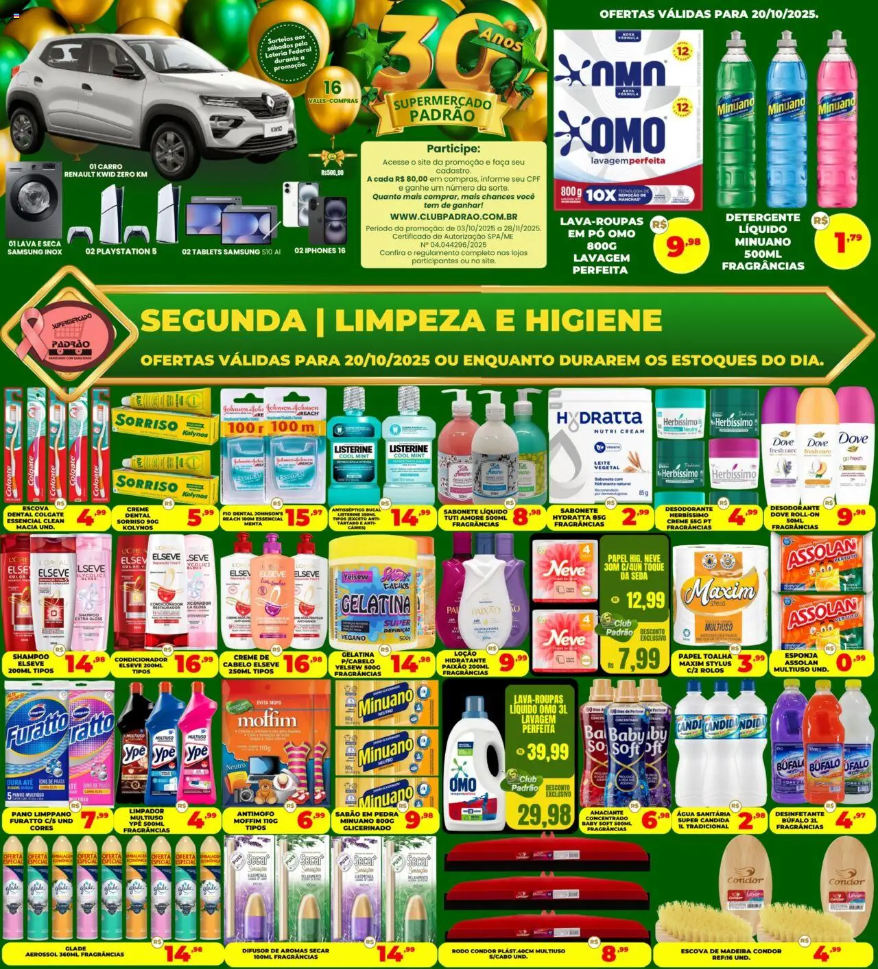 Supermercado Padrão folheto "Ofertas Higiene e Limpeza" válido a partir de 20/10/2025 - número de página 1