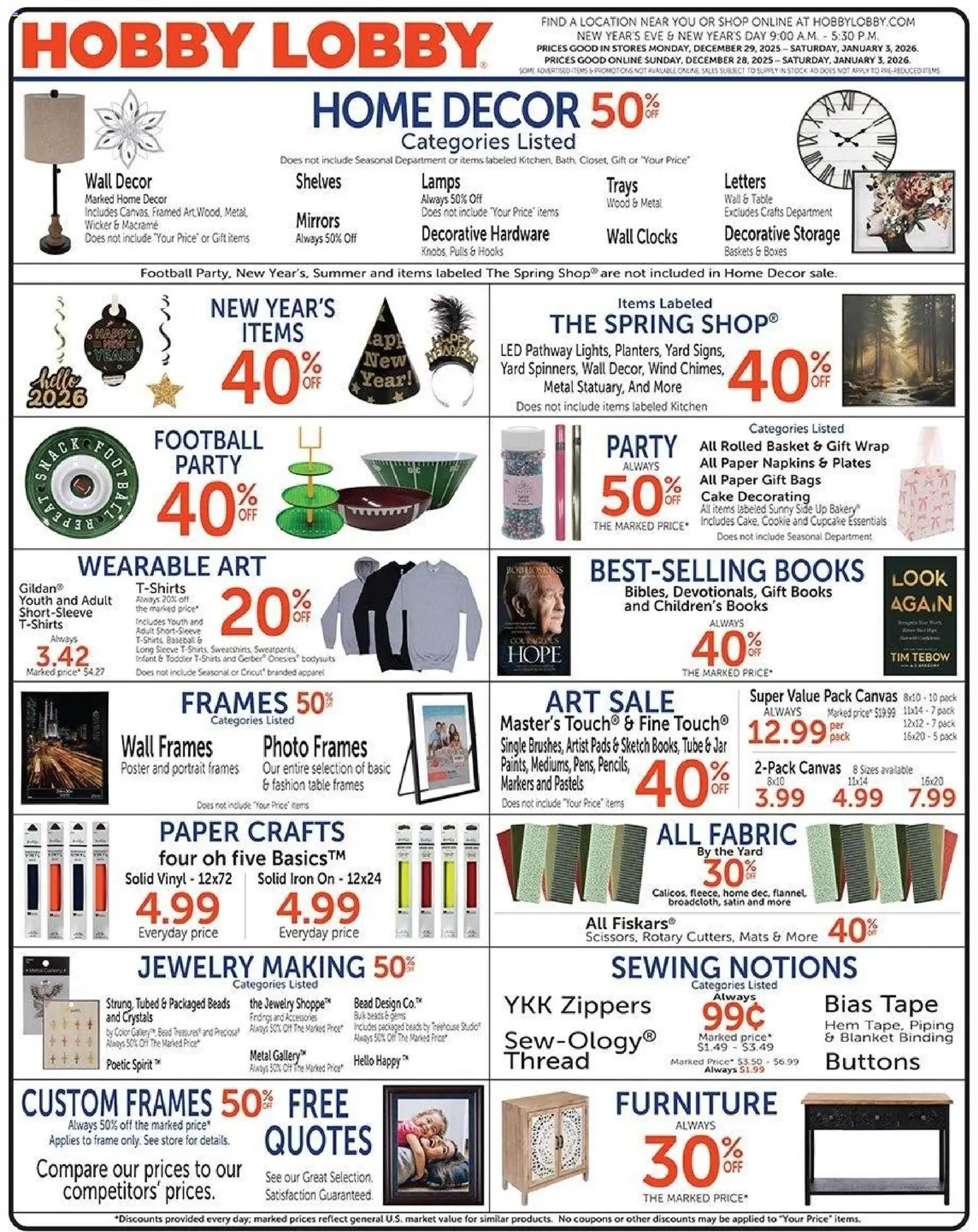 Ad Preview of Hobby Lobby Weekly Ad from 12/28/2025