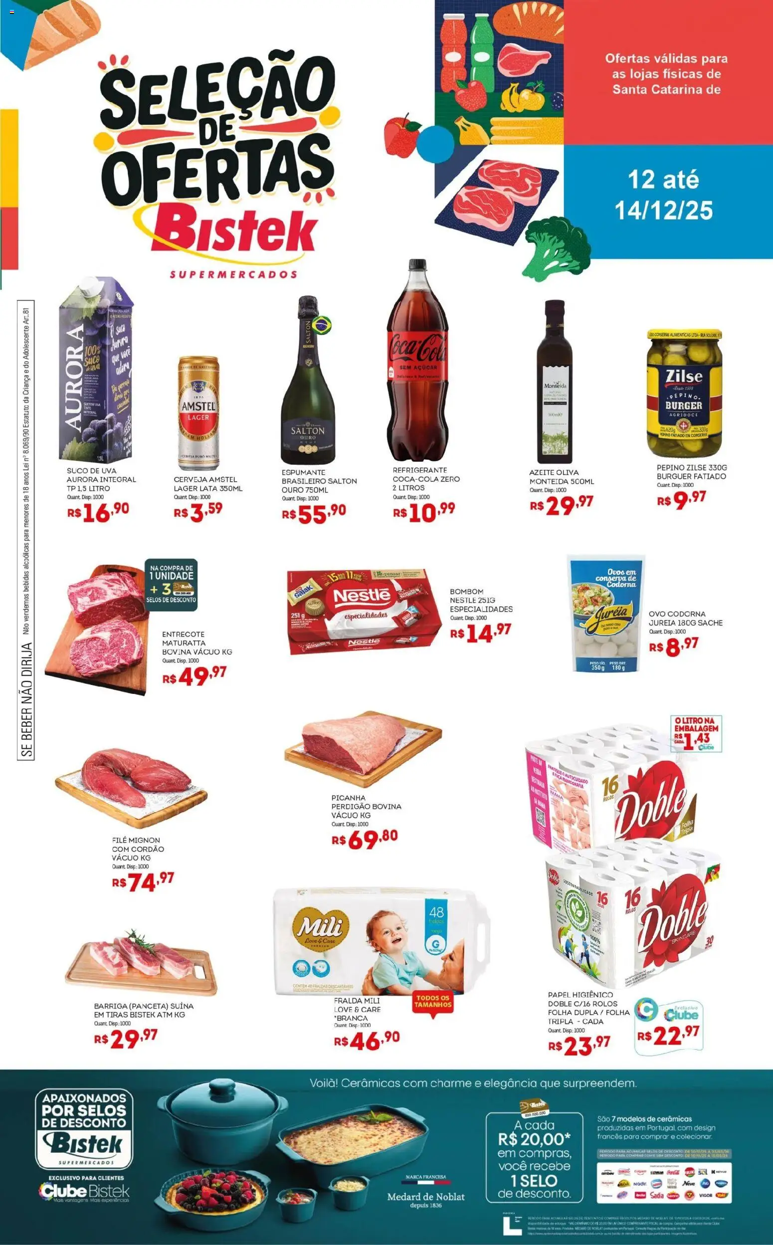 Pré-Visualização do folheto "Ofertas do Fim de Semana" da loja Bistek Supermercados válido a partir de 12/12/2025 - Uva, Picanha, Azeite, Suco, Refrigerante, Papel higiênico, Filé mignon, Conservas