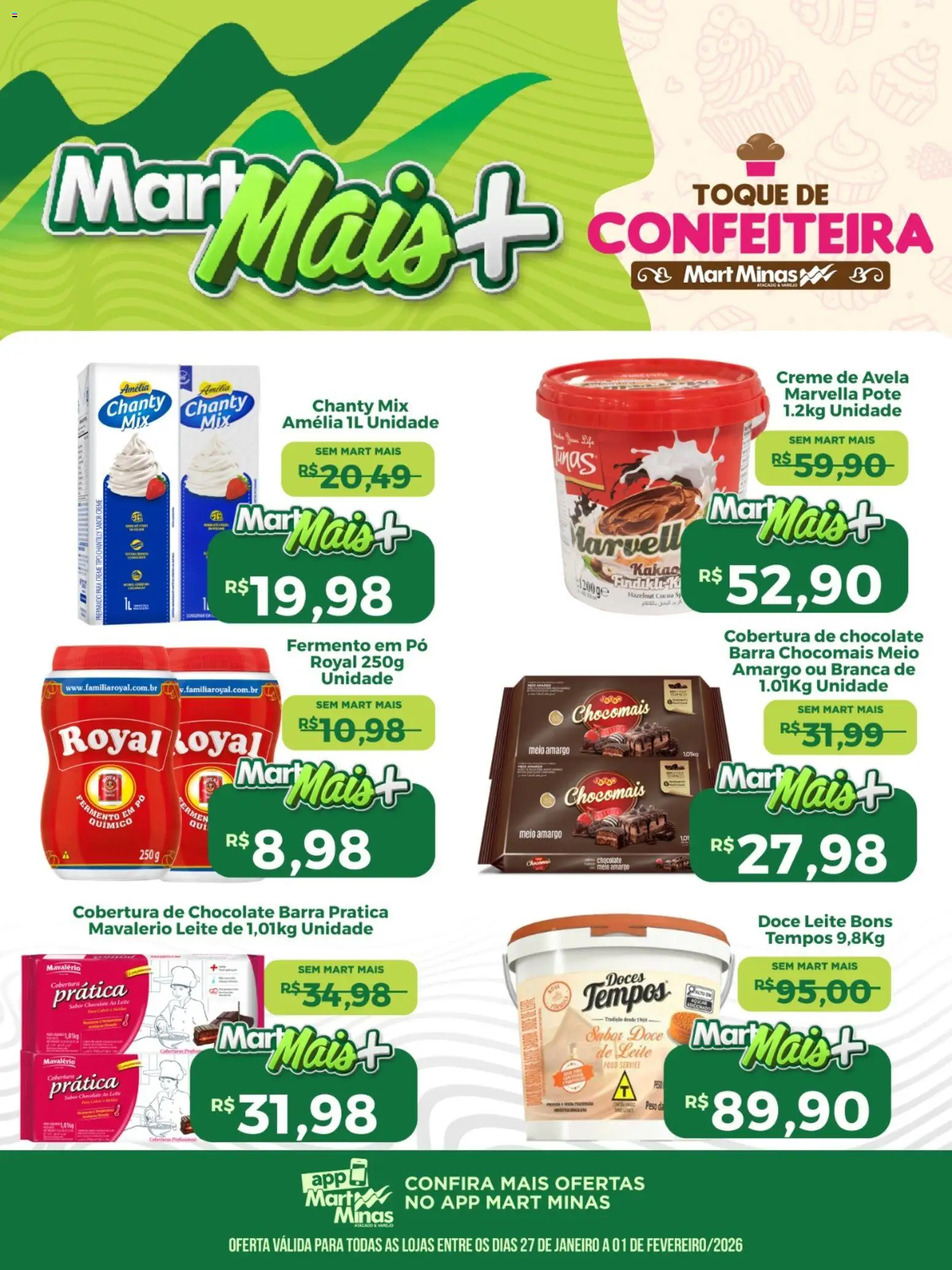 Pré-Visualização do folheto "Ofertas de confeitaria" da loja Mart Minas válido a partir de 27/01/2026