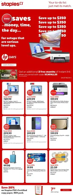 Un aperçu du dépliant Weekly flyer / circulaire du magasin Staples est valide à partir 17 oct. 2025
