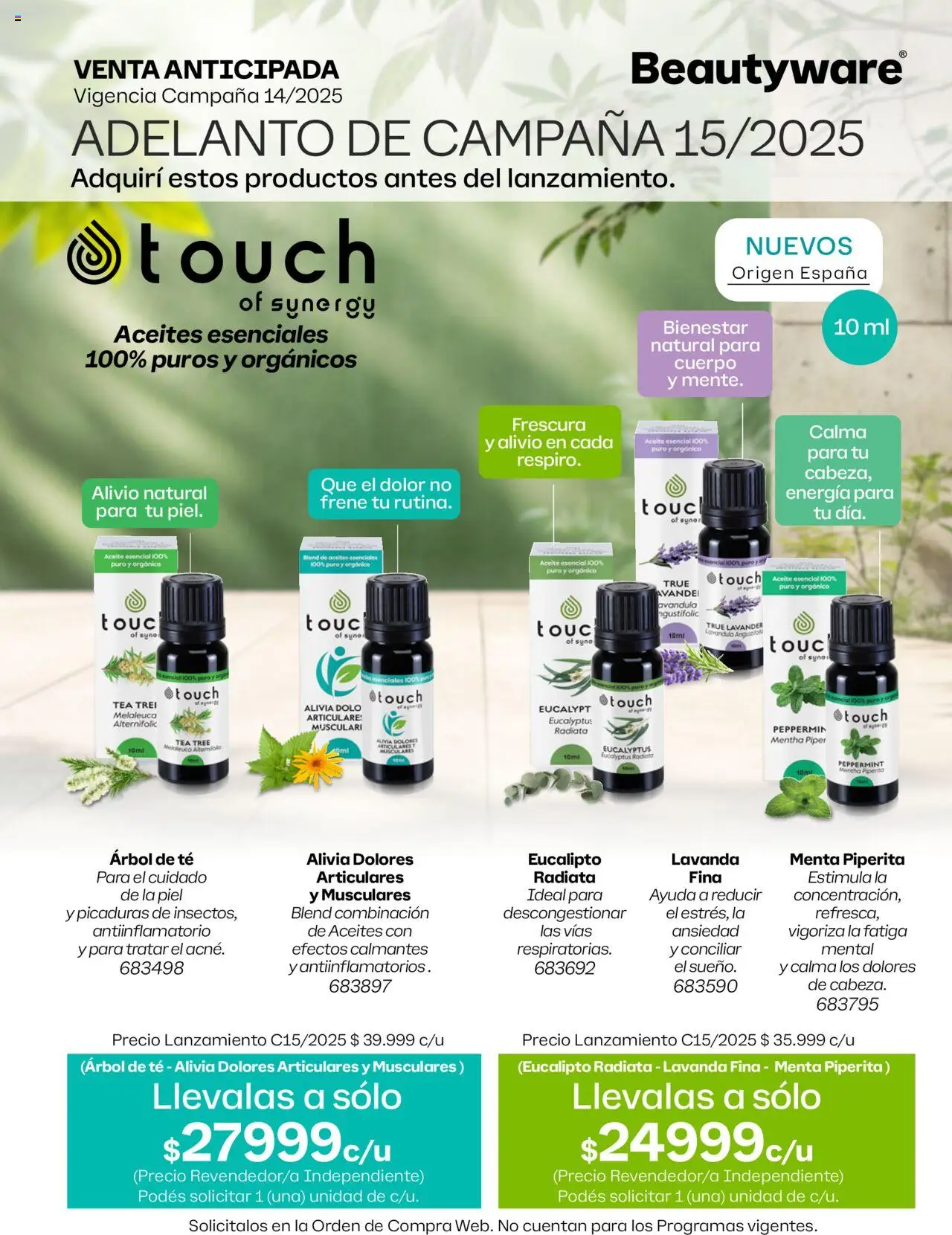 Tupperware Venta Anticipada - Aceites Touch of Sinergy del 01/09/2025 Online