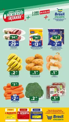 Pré-Visualização do folheto "Ofertas Hortifruti e Açougue" da loja Brasil Atacadista válido a partir de 04/02/2026